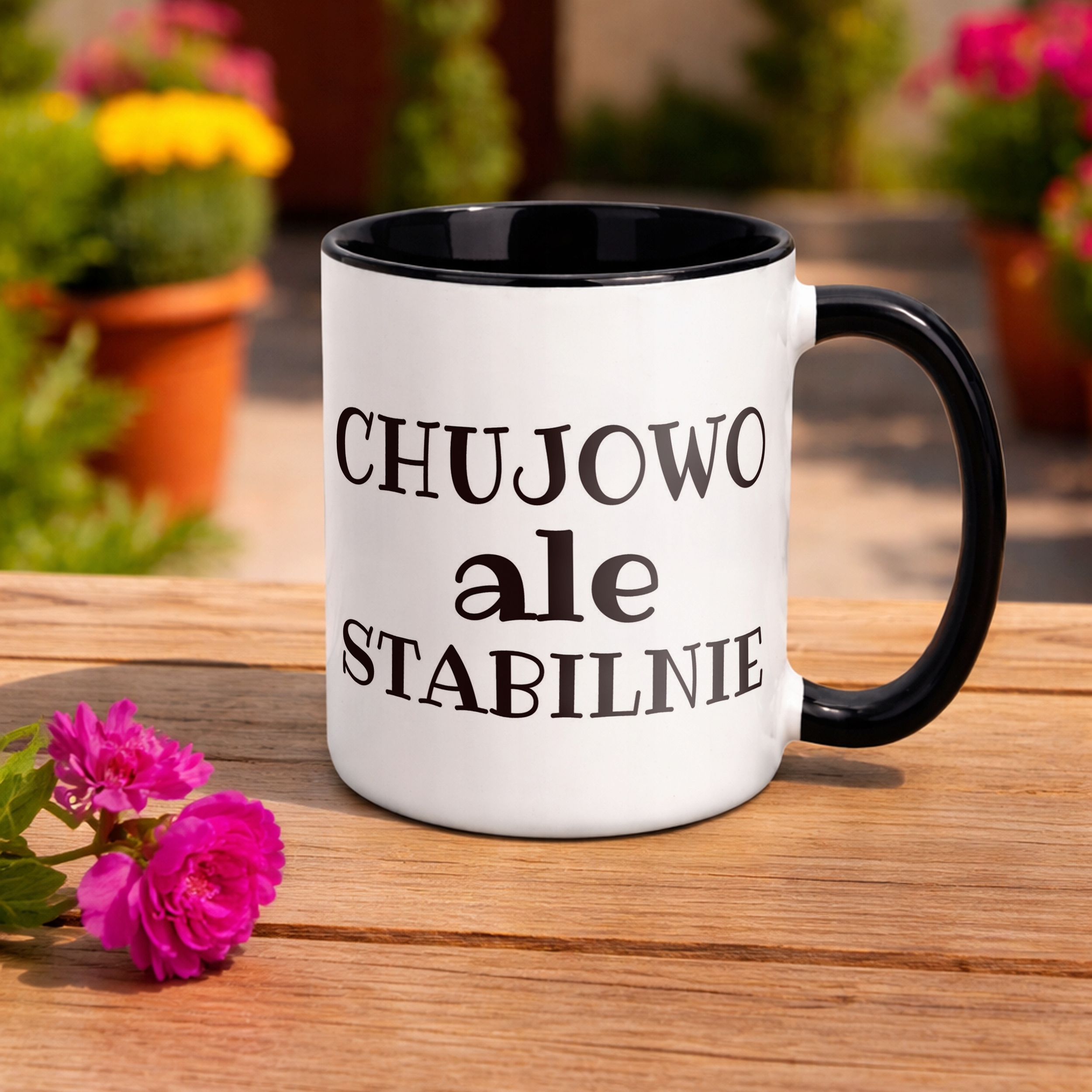 Kubek Czarny Ch**owo Ale Stablinie Śmieszny Zabawny Prezent