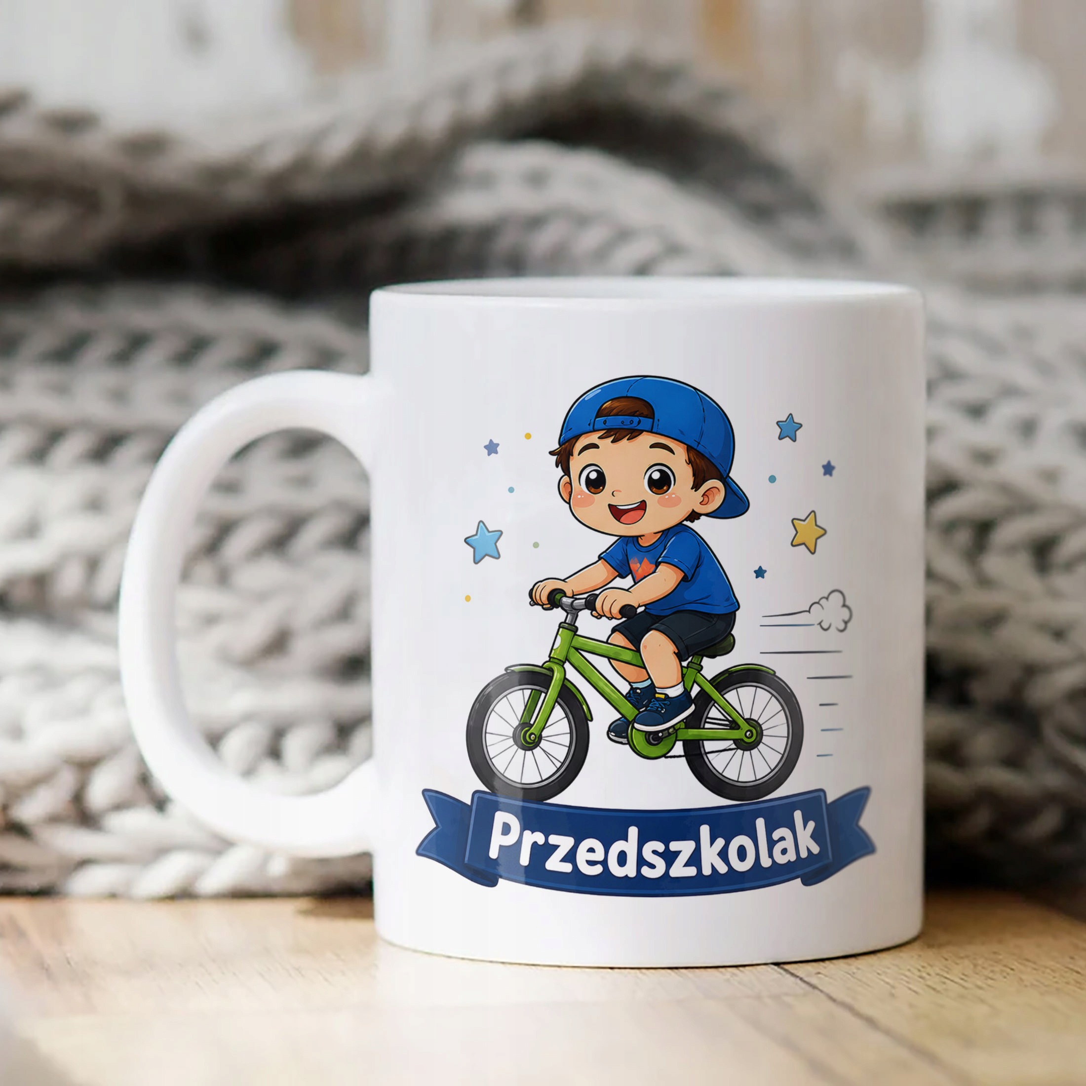 Biały Kubek z nadrukiem Przedszkolak Szkoła Dla Dzieci Prezent