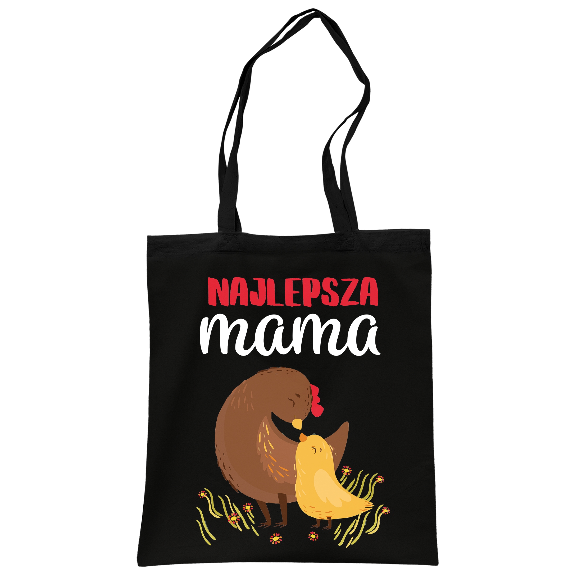 Torba bawełniana czarna na zakupy Dzień Matki Najlepsza Mama Prezent