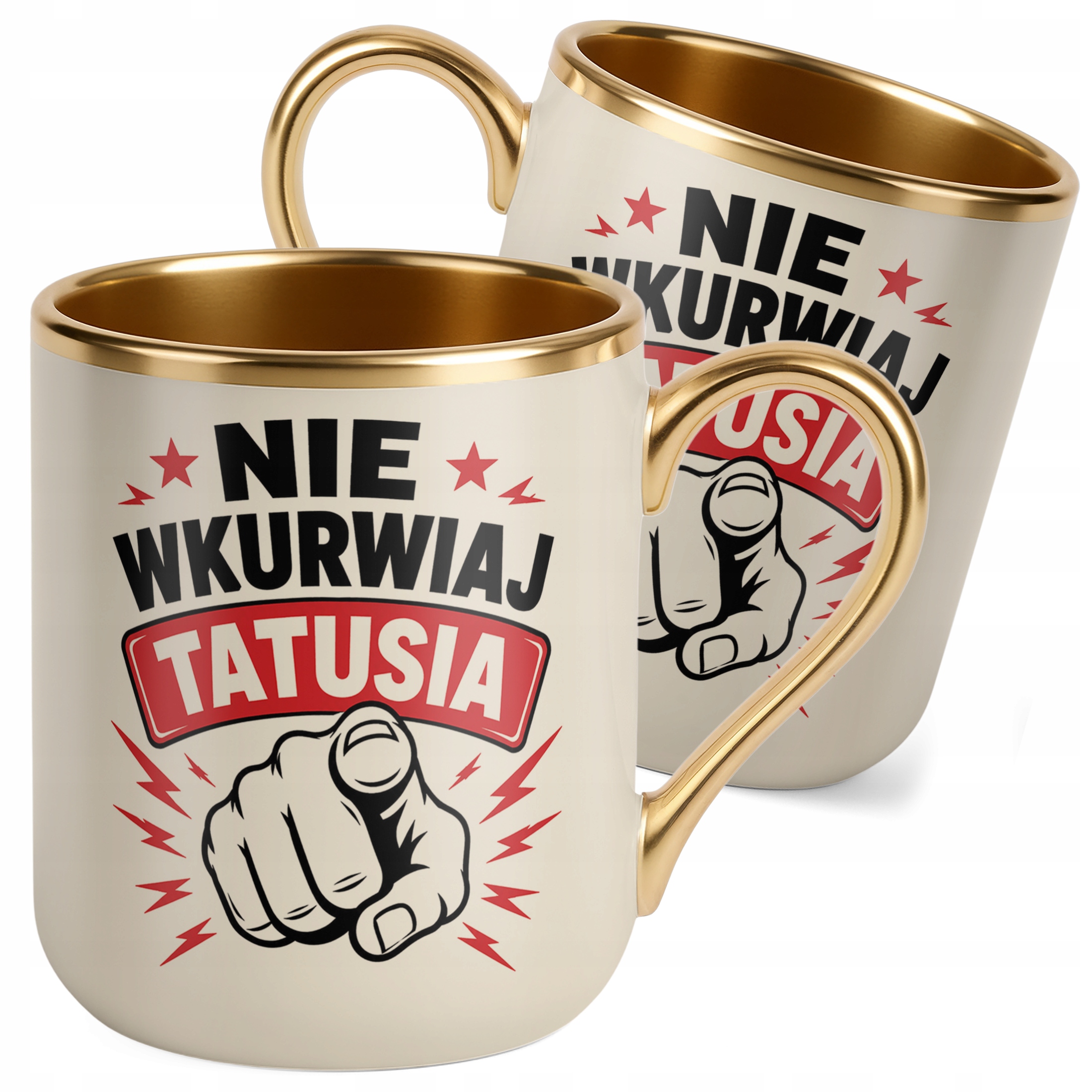 Kubek Premium Złoty Ecru prezent dla tatusia na Dzień Ojca upominek