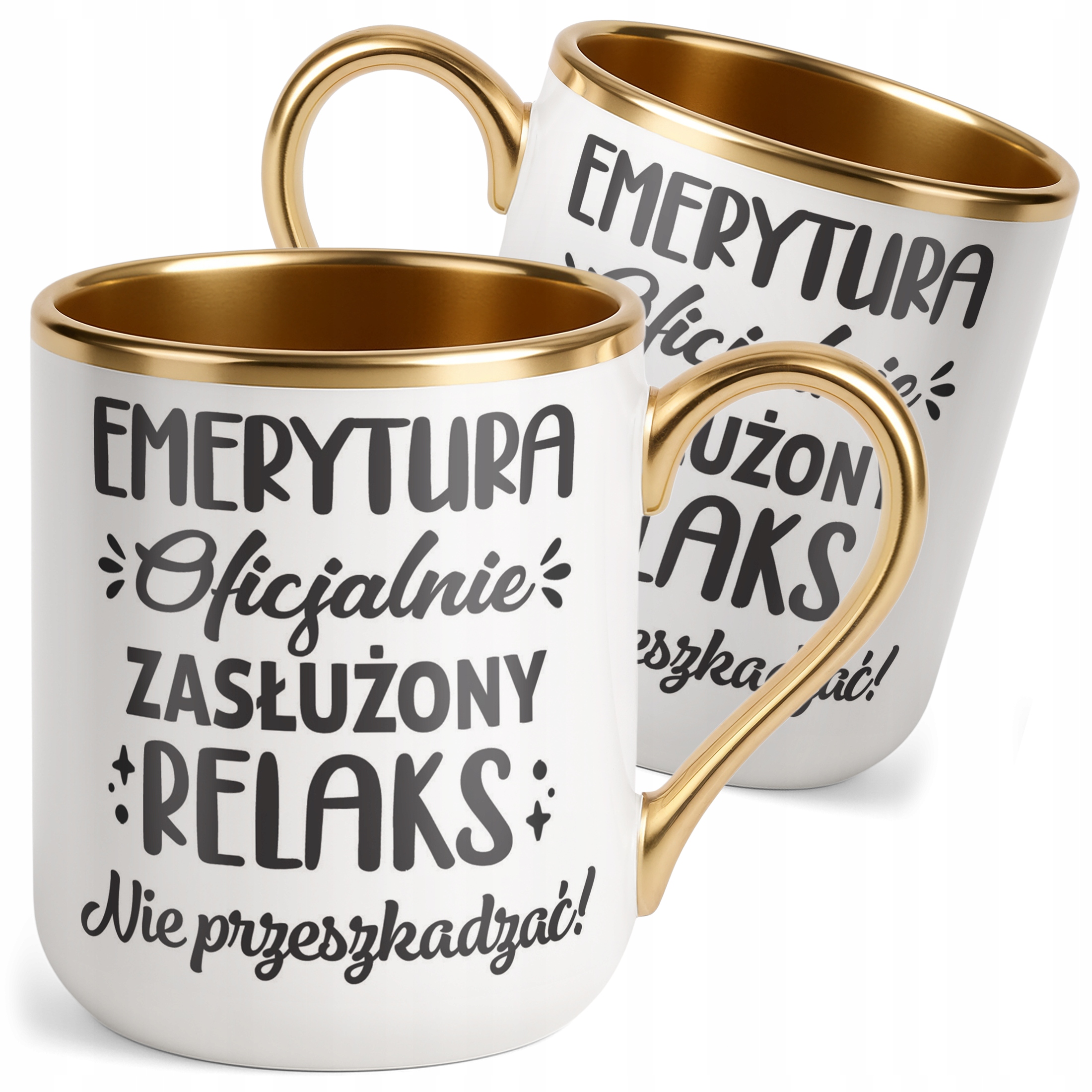 Kubek Premium Złoty Z okazji Emerytury Dla Emeryta Emerytki Prezent