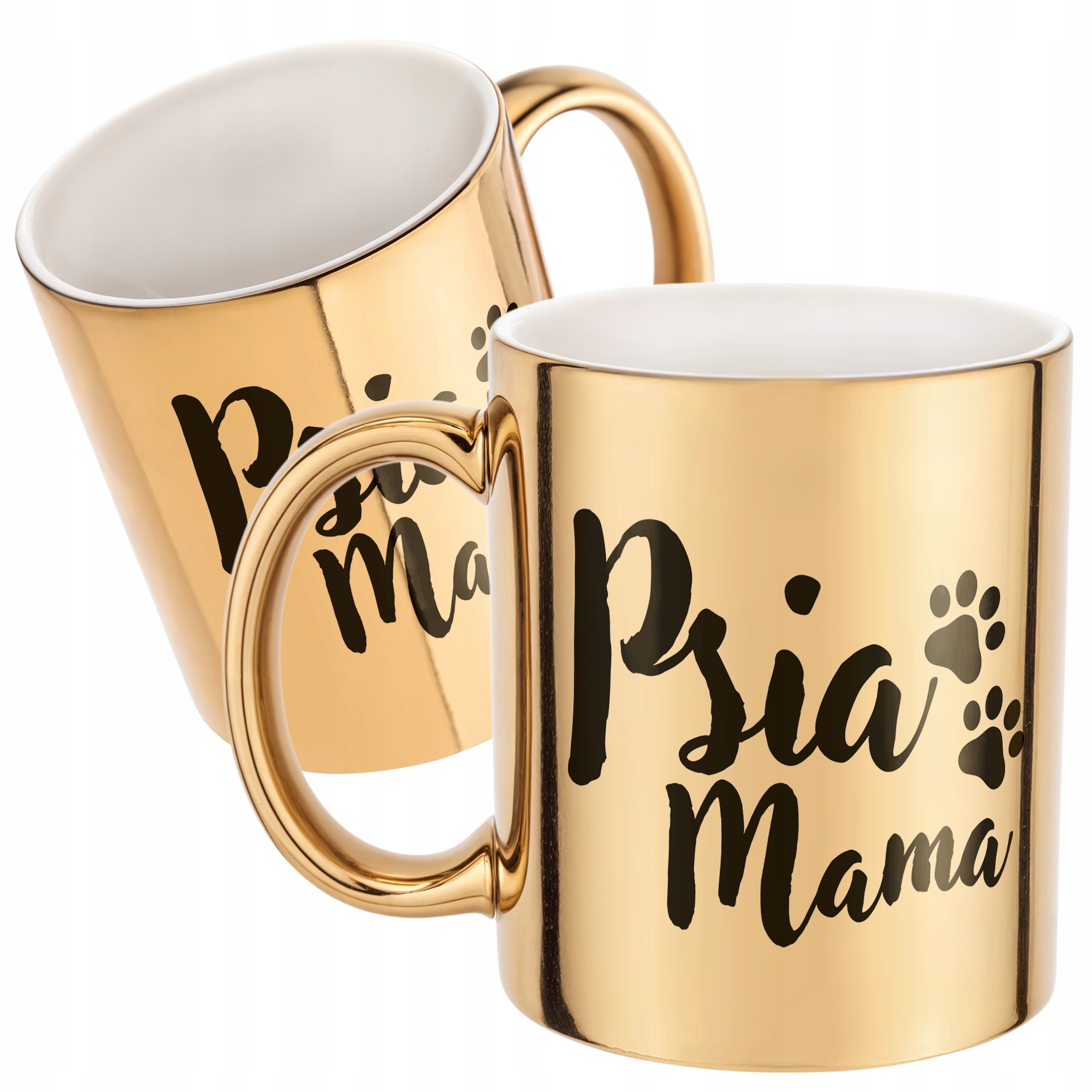 Złoty kubek ceramiczny Psia Mama Dla Posiadaczki Psa Prezent Upominek