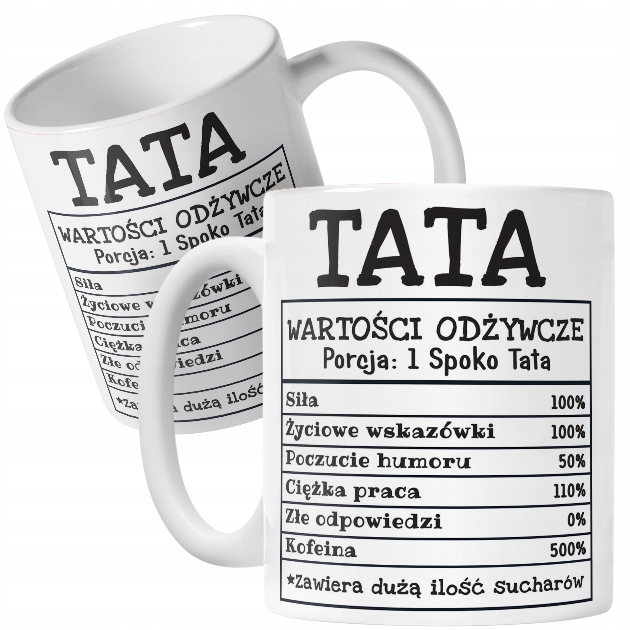 Kubek ceramiczny Dzień Ojca Tata Wartości Odżywcze Tabela Prezent