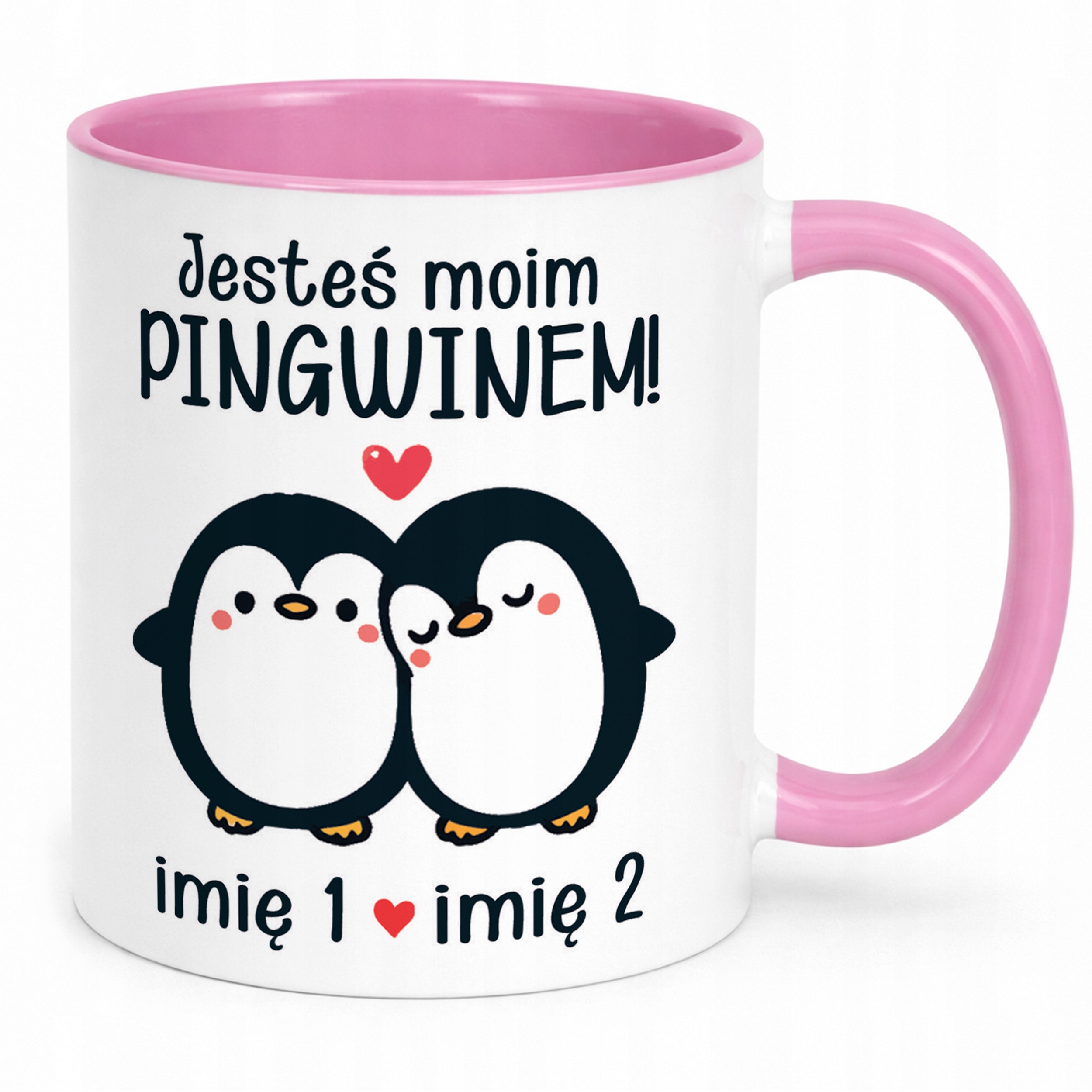 Kubek Różowy Personalizowany Serce Walentynki Prezent Upominek