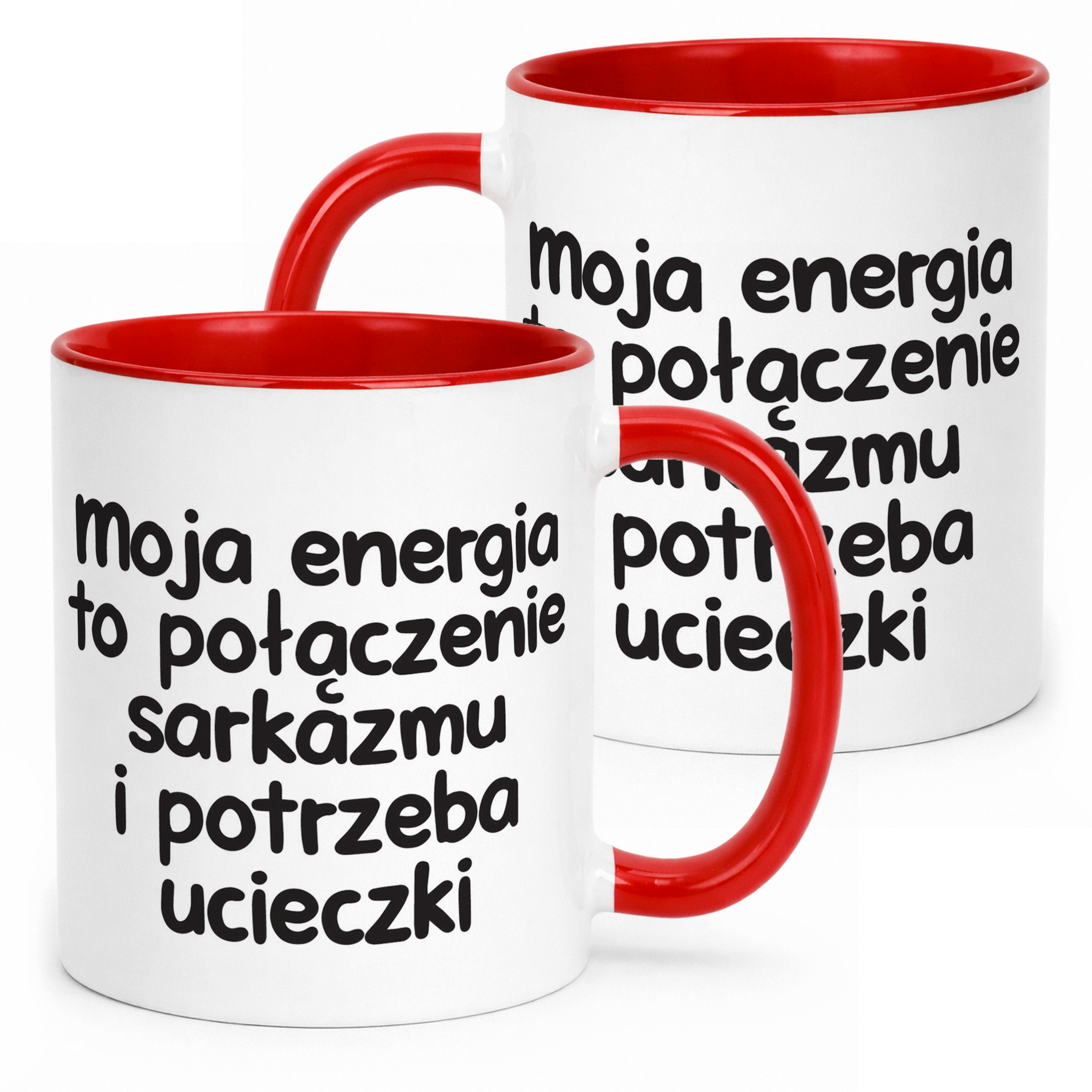 Kubek Czerwony Moja Energia To Połączenie Śmieszny Zabawny Prezent