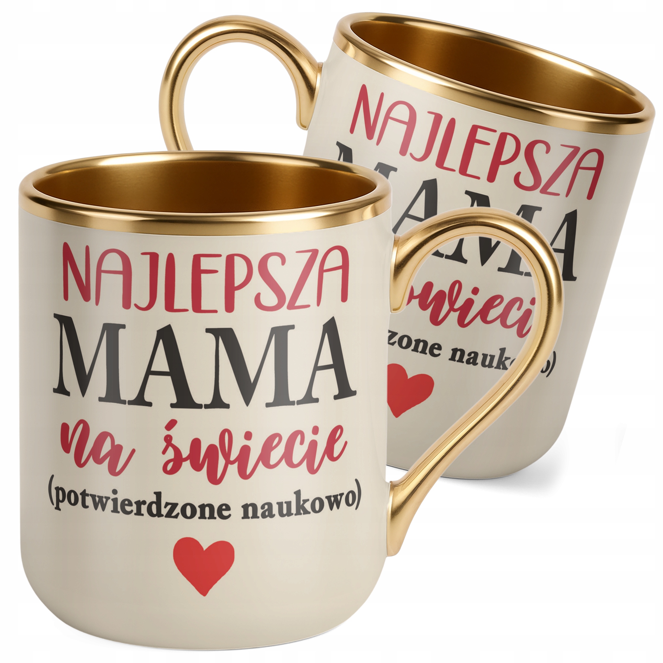 Kubek Premium Złoty Ecru Dzień Matki Prezent Najlepsza Mama na Świecie