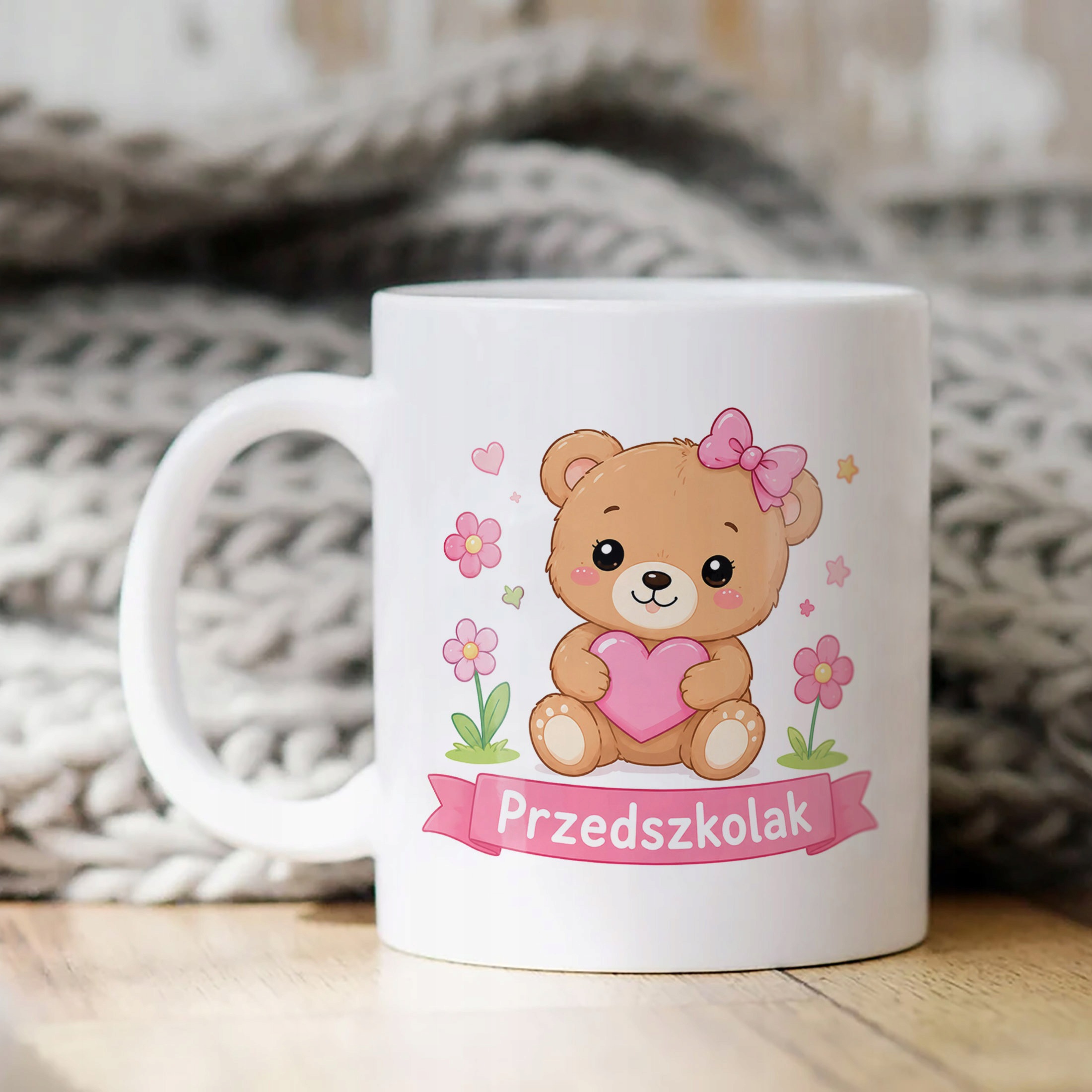 Biały Kubek z nadrukiem Przedszkolak Szkoła Dla Dzieci Prezent