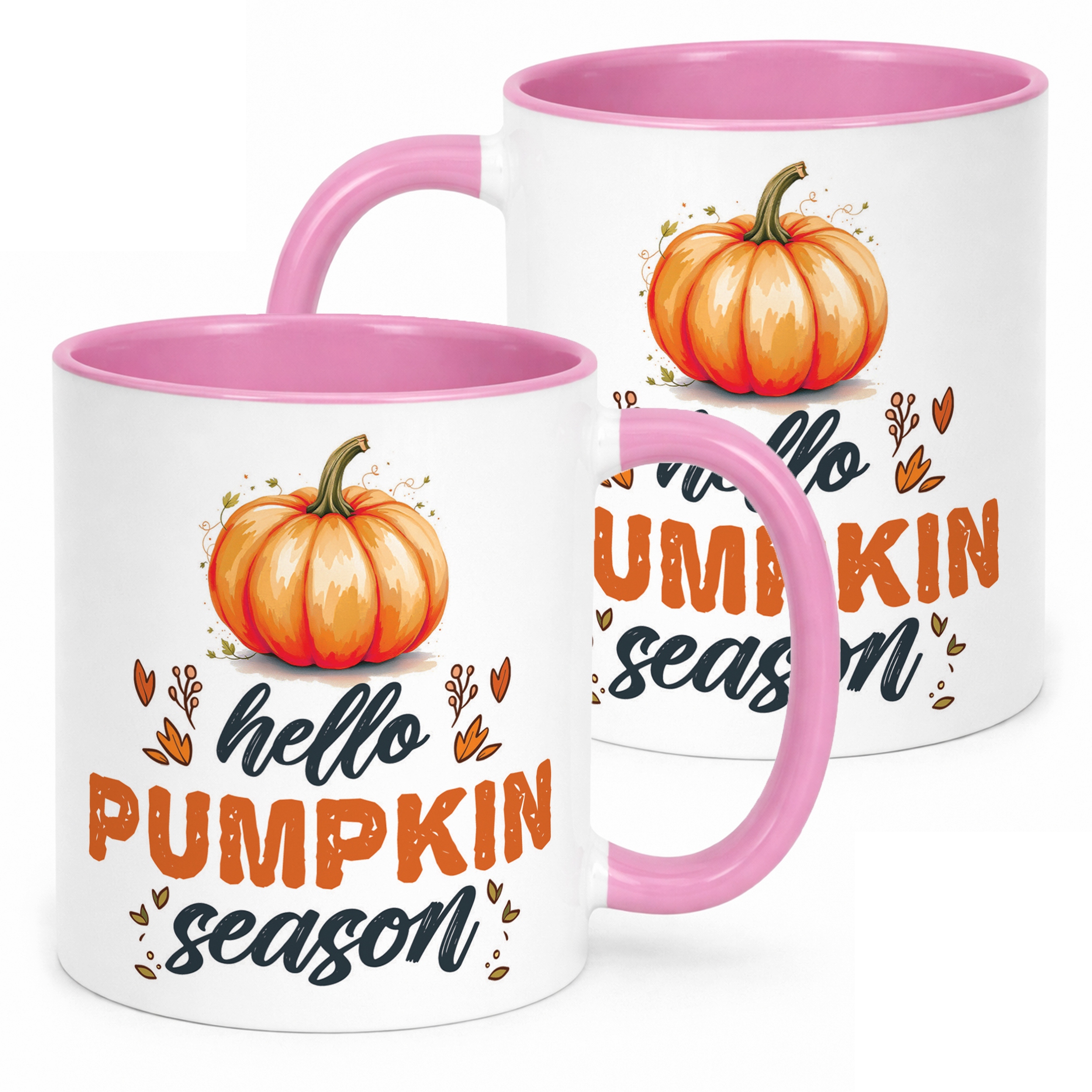 Kubek Różowy Jesienny Jesień Hello Pumpkin Dynia Prezent