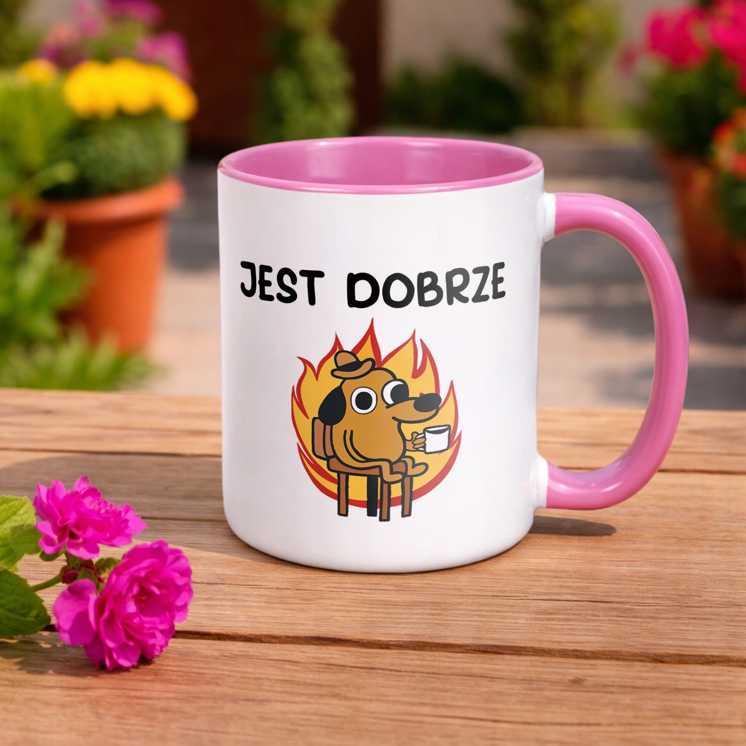 Kubek Różowy Jest Dobrze Śmieszny Zabawny Prezent