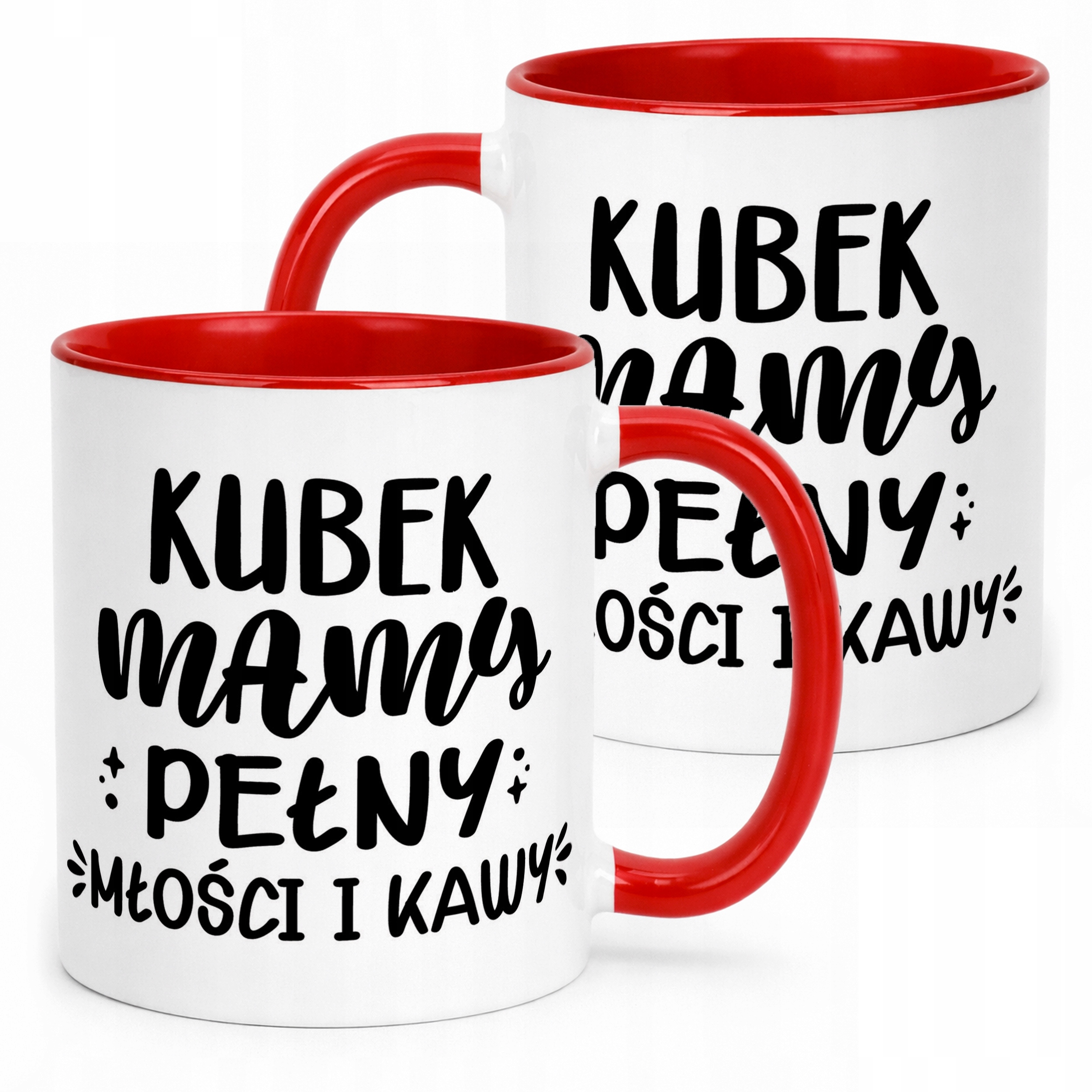 Kubek Czerwony Dzień Matki Dla Mamy Prezent Kubek Pełny Kawy i Miłości
