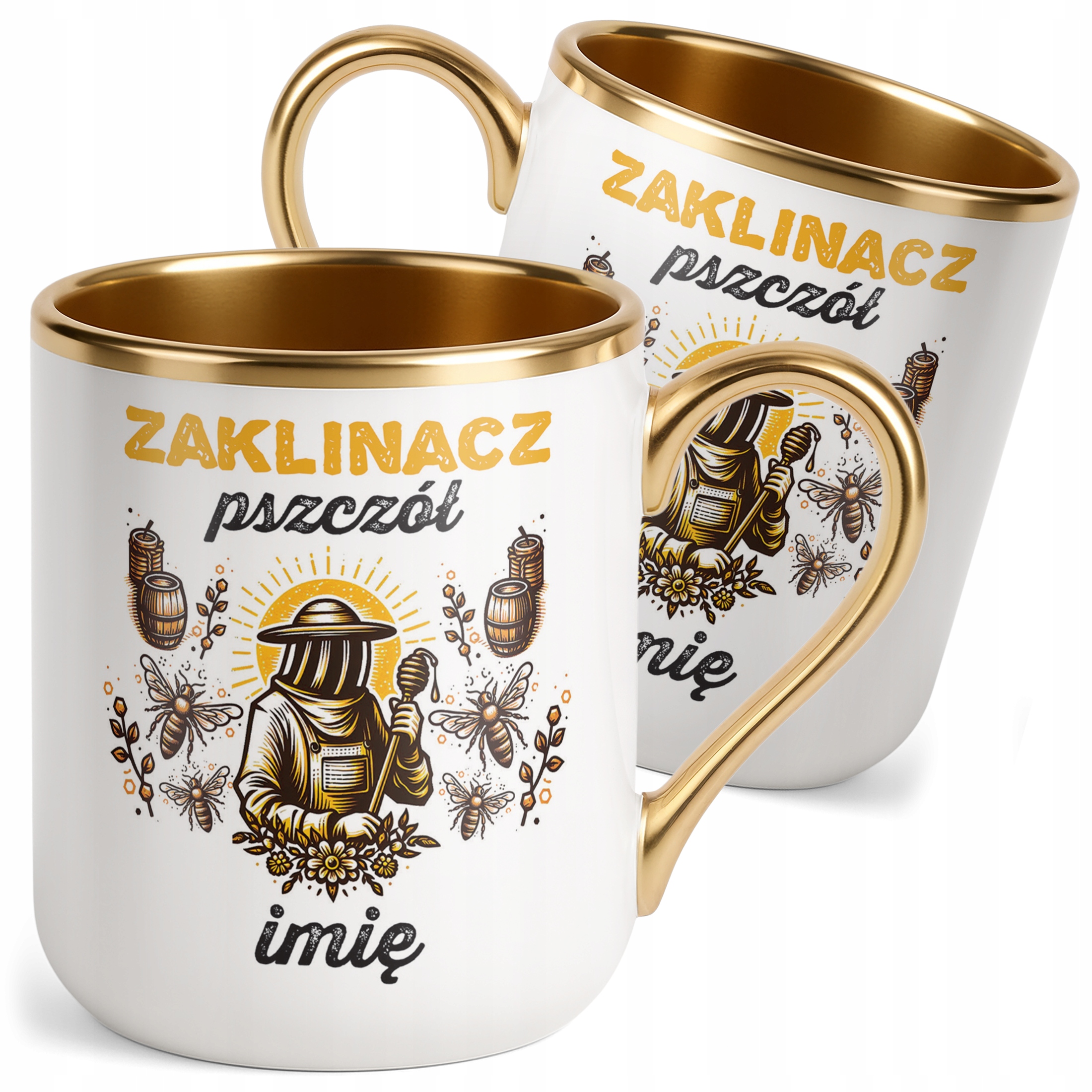Kubek Premium Złoty Personalizowany Dla Pszczelarza Prezent Upominek