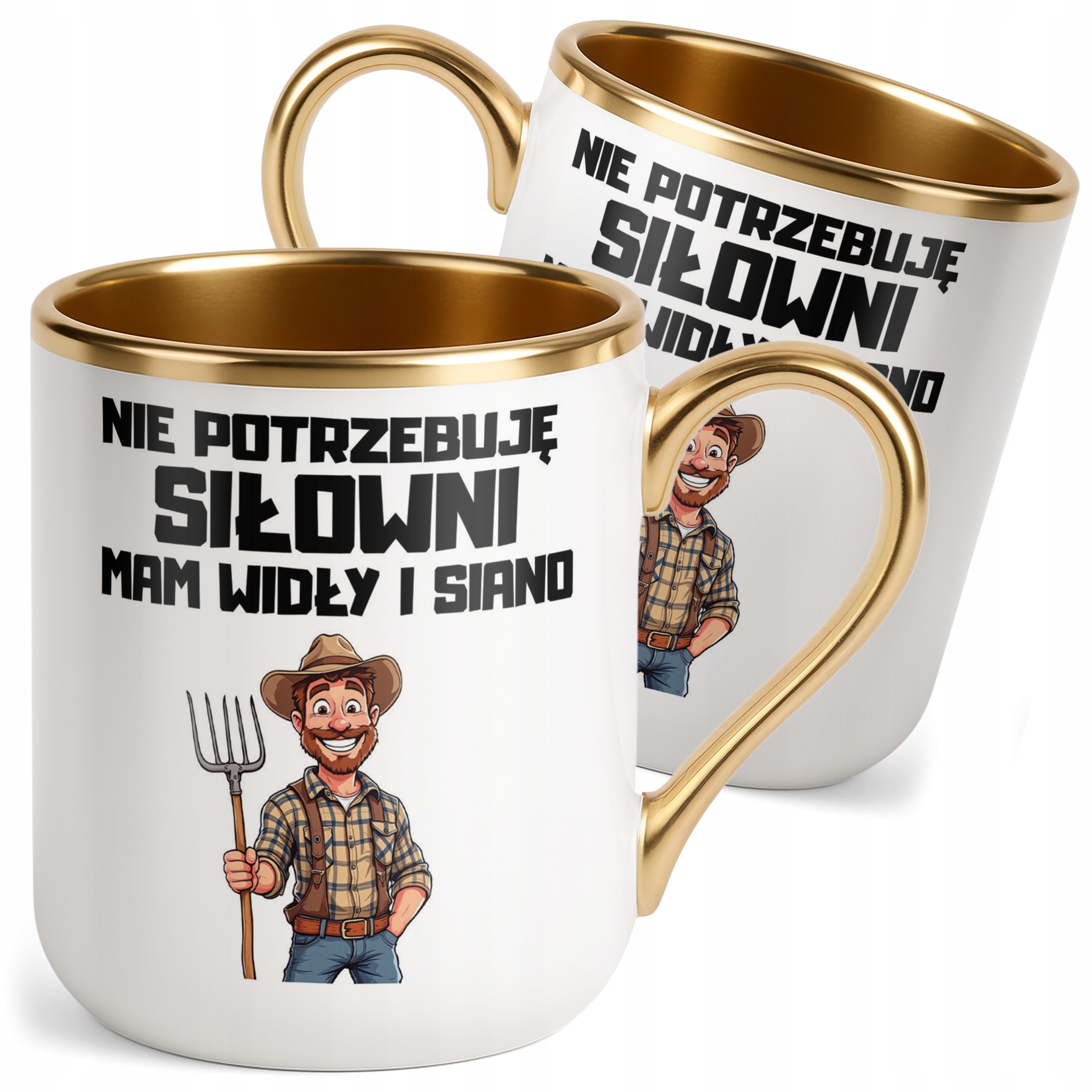 Kubek Premium Złoty Rolnik Dla Rolnika Traktor Zabawny Prezent