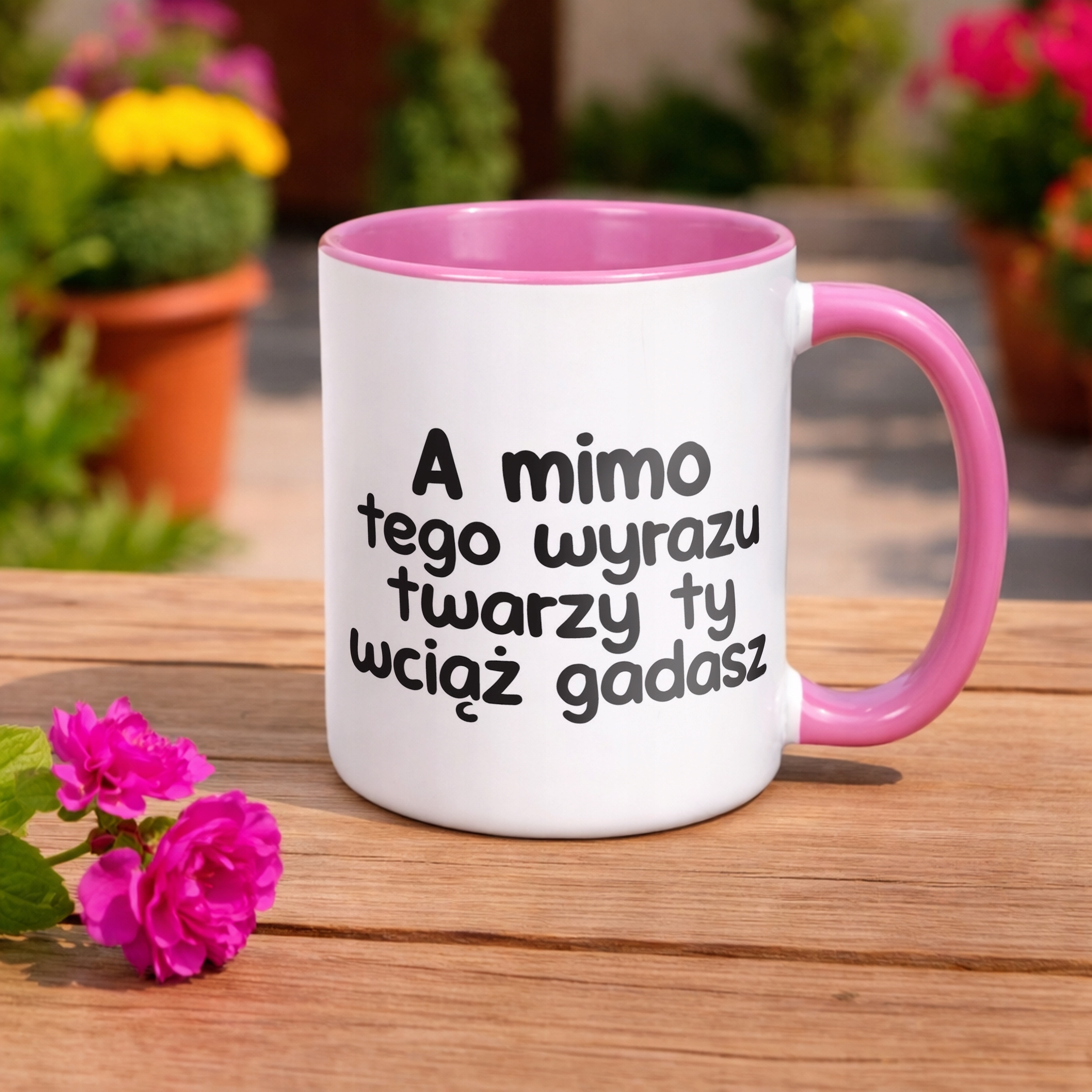 Kubek Różowy A Mimo Tego Wyrazu Twarzy Śmieszny Zabawny Prezent