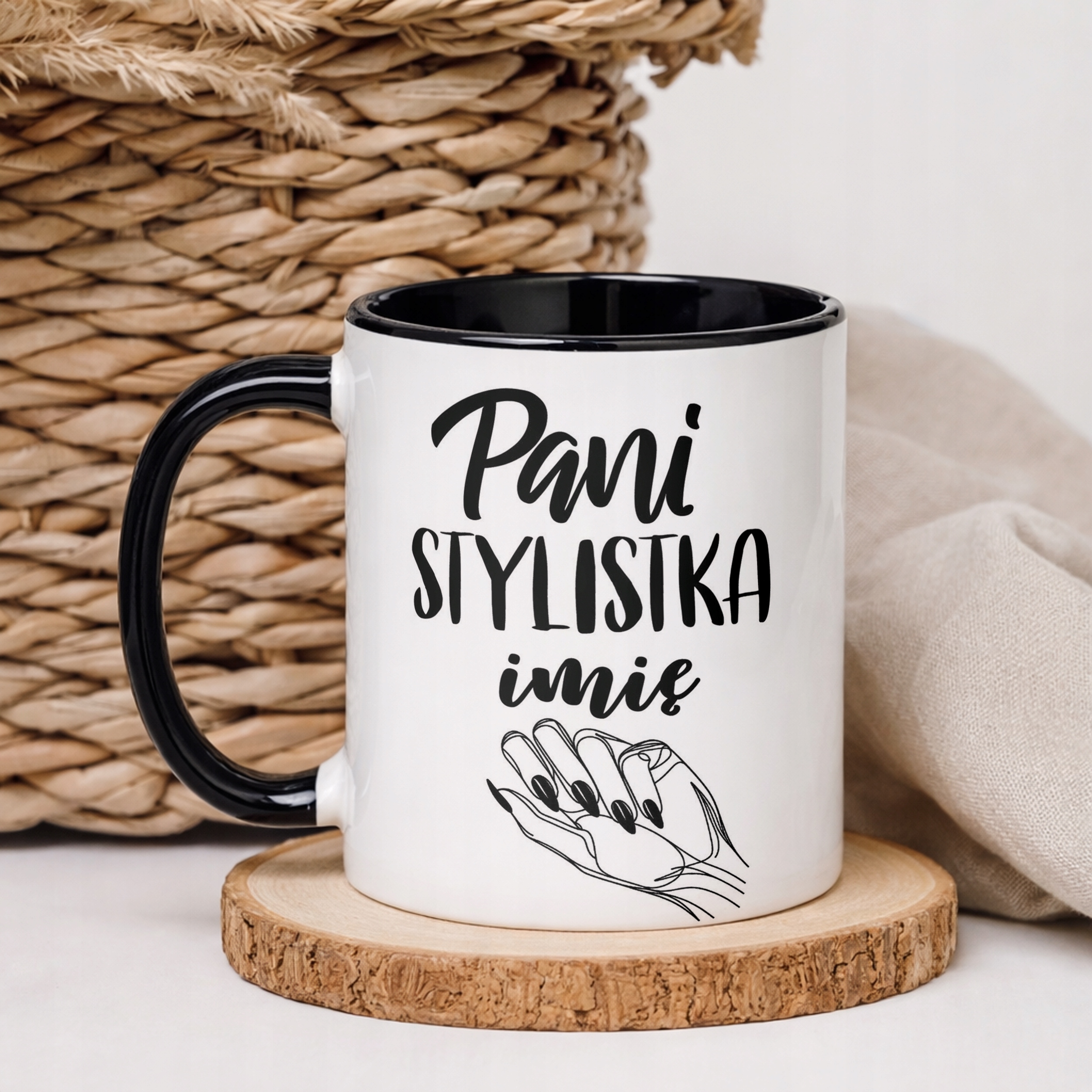 Kubek Czarny Personalizowany Pani Stylistka Dla Stylistki Paznokci