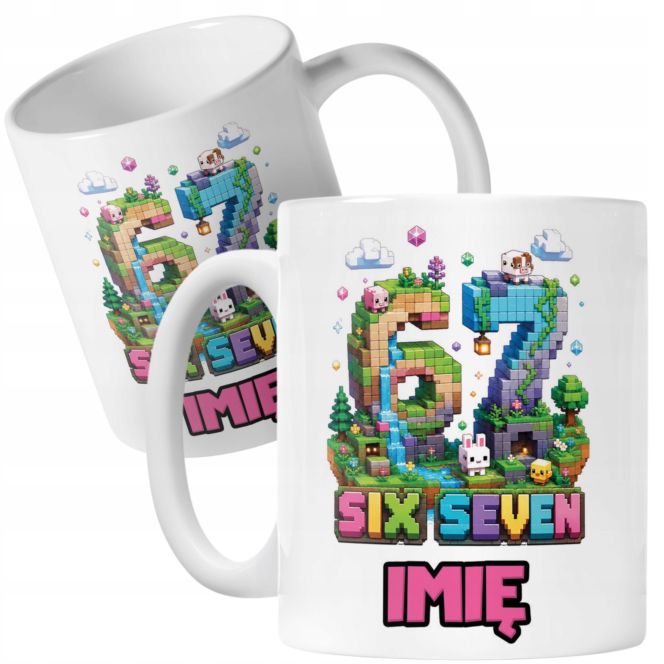 Biały Kubek z nadrukiem personalizowany SIX SEVEN Dla Dzieci Prezent