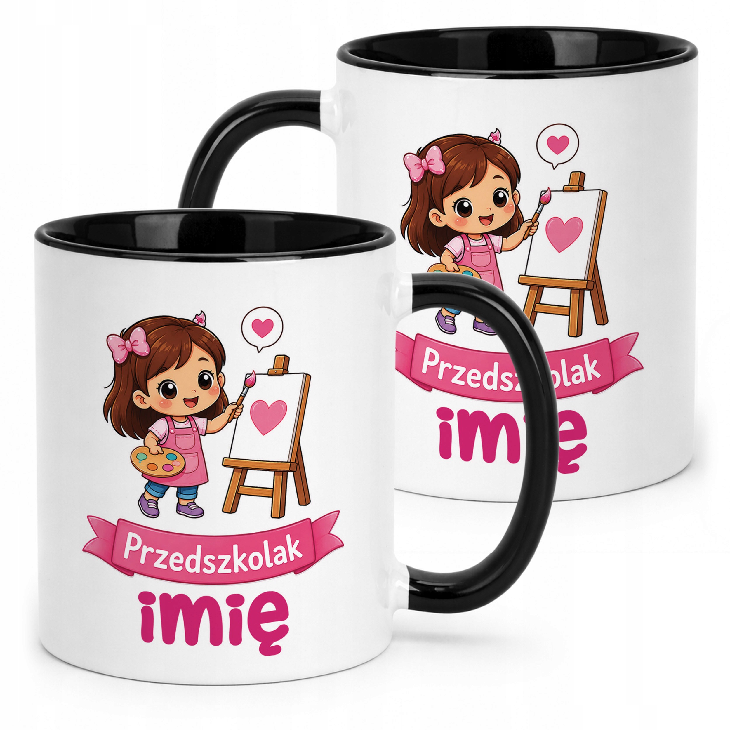 Kubek Czarny z nadrukiem personalizowany Przedszkolak Szkoła Dla Dzieci