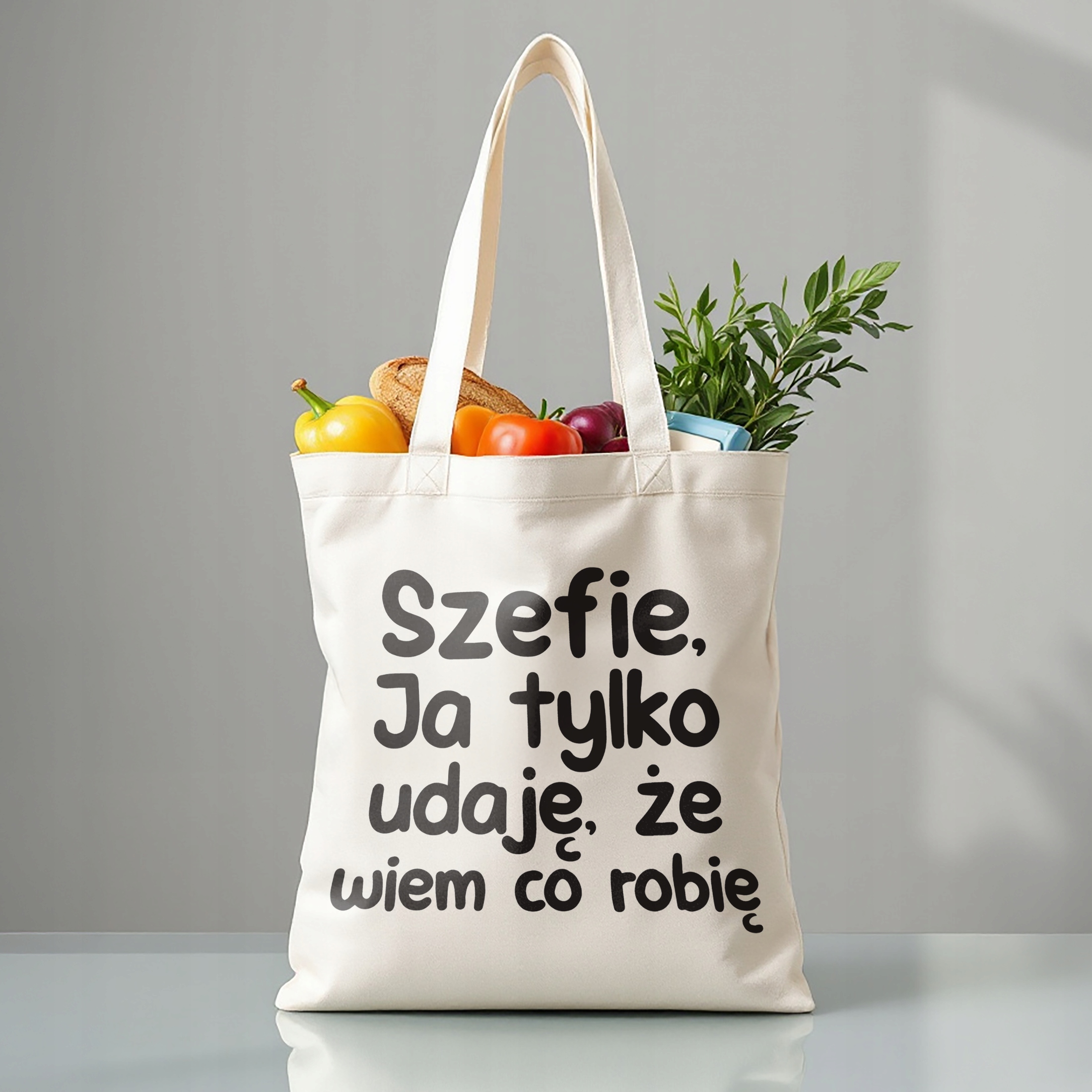 Torba bawełniana premium Szefie Ja Tylko Udaję Że Wiem Zabawny Prezent