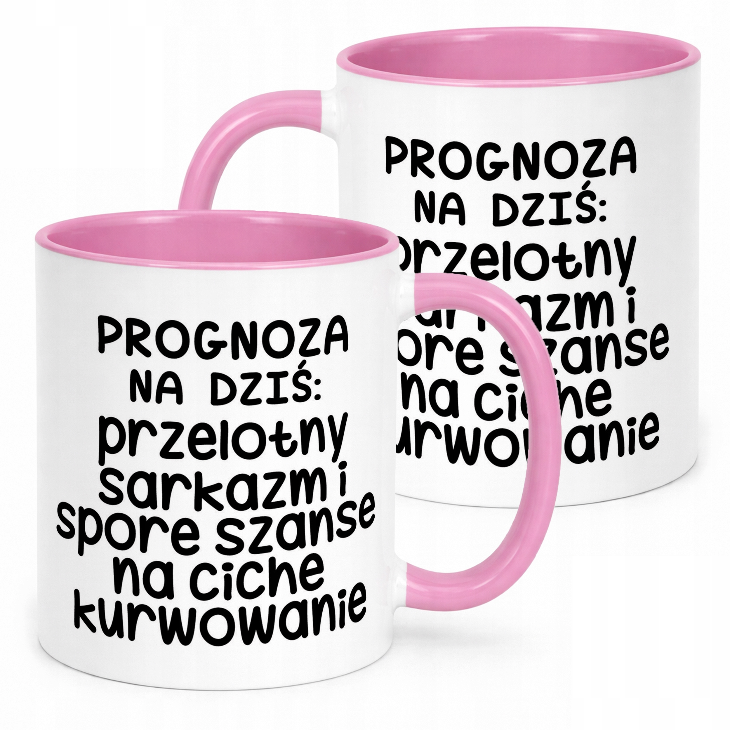 Kubek Różowy Progonoza Pogody Na Dziś Śmieszny Zabawny Prezent