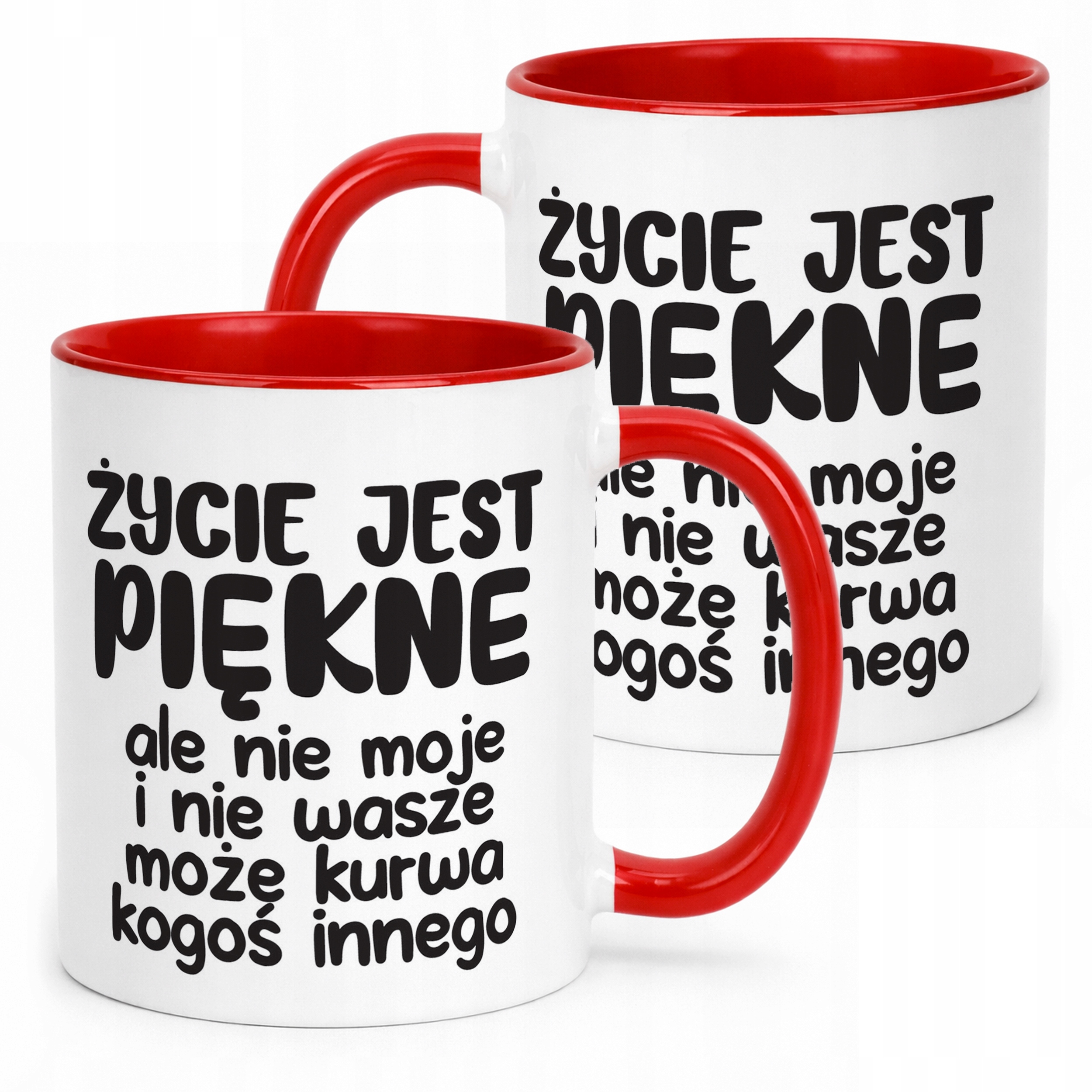 Kubek Czerwony Życie Jest Piękne Śmieszny Zabawny Prezent