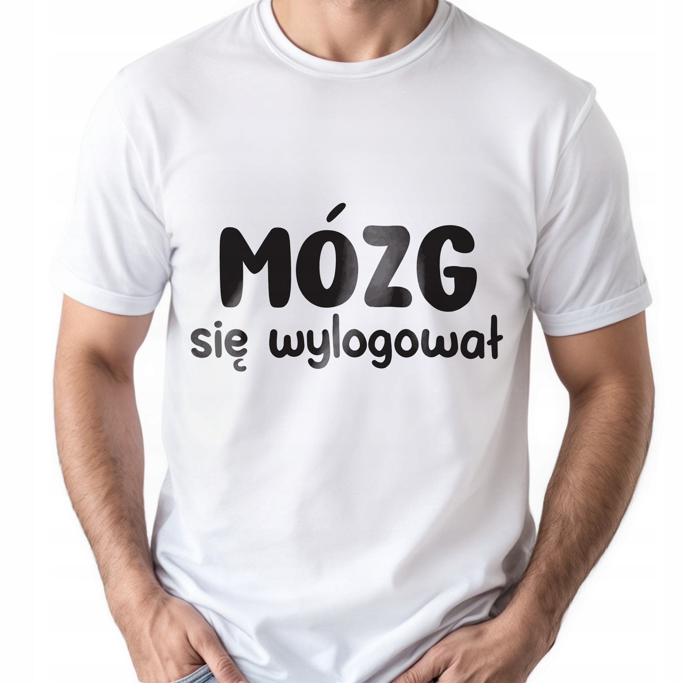 Koszulka biała męska Mózg Się Wylogował Zabawny Prezent r. 3XL