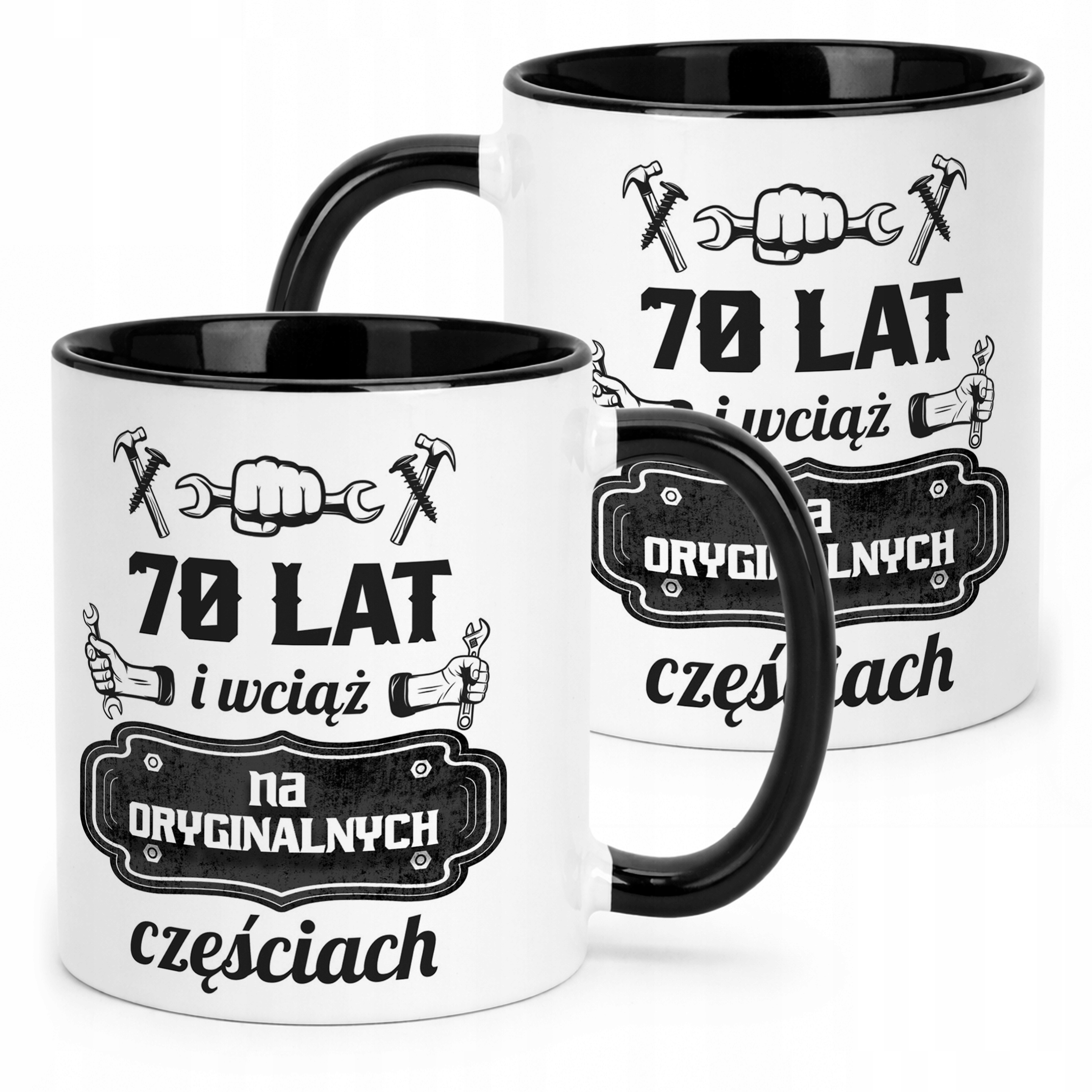 Kubek Czarny 70 Lat i Wciąż Na Oryginalnych Częściach Urodziny