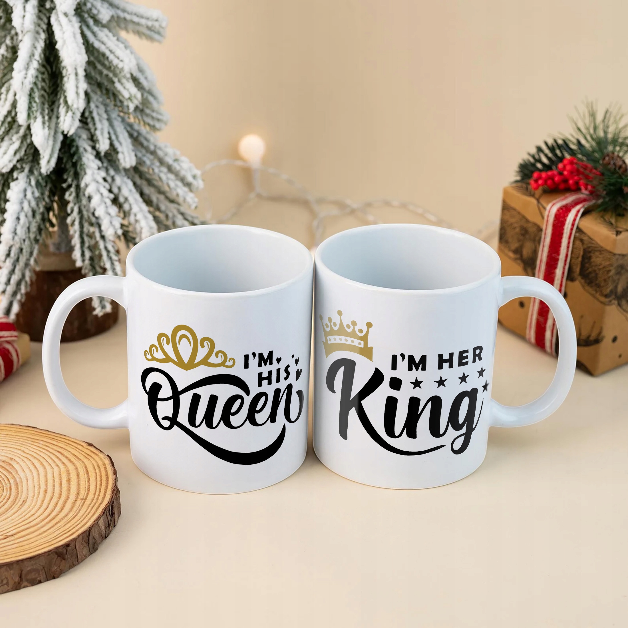 Zestaw kubków na Walentynki Queen & King Prezent Dla Pary Zakochanych