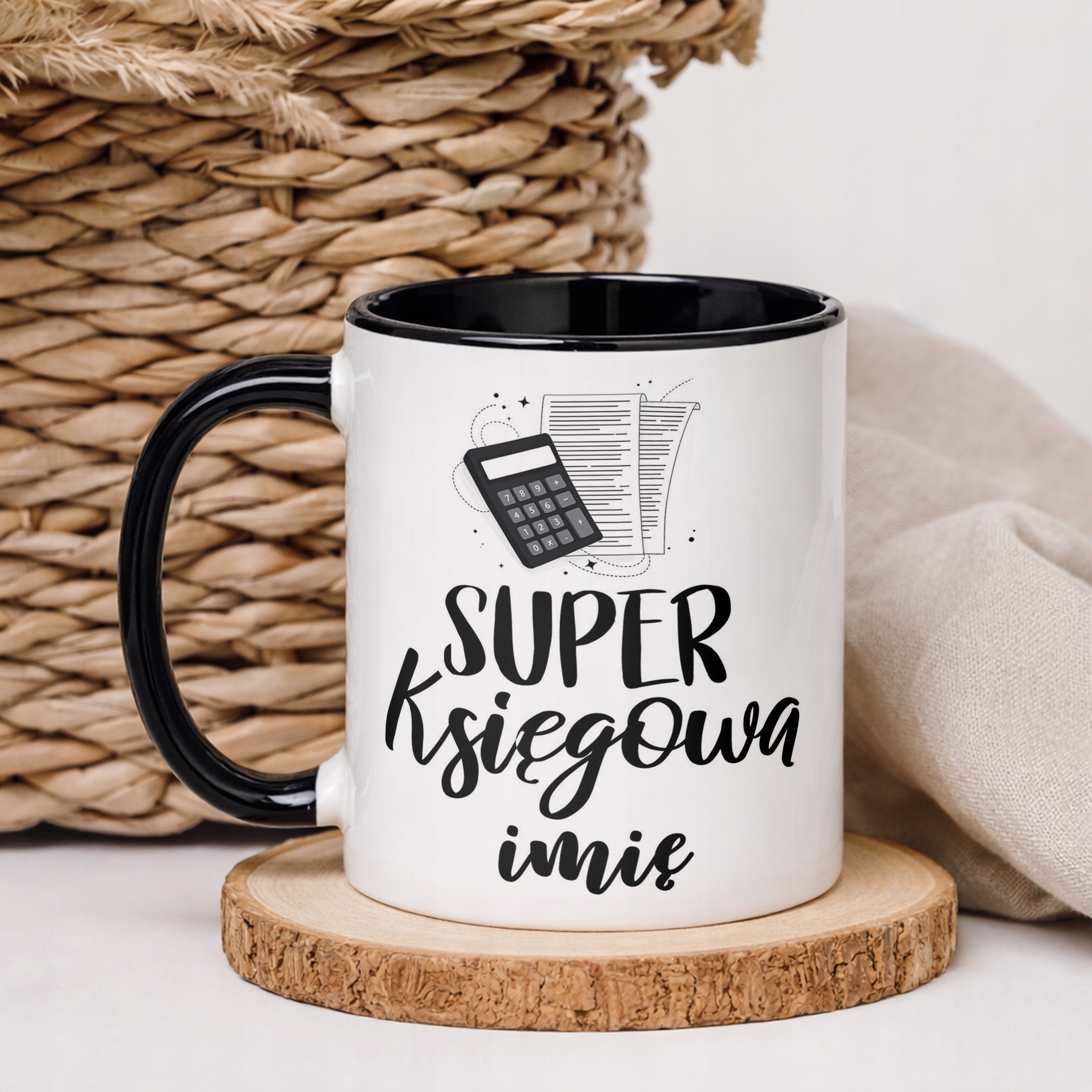 Kubek Czarny Personalizowany Super Księgowa Dla Księgowej Prezent