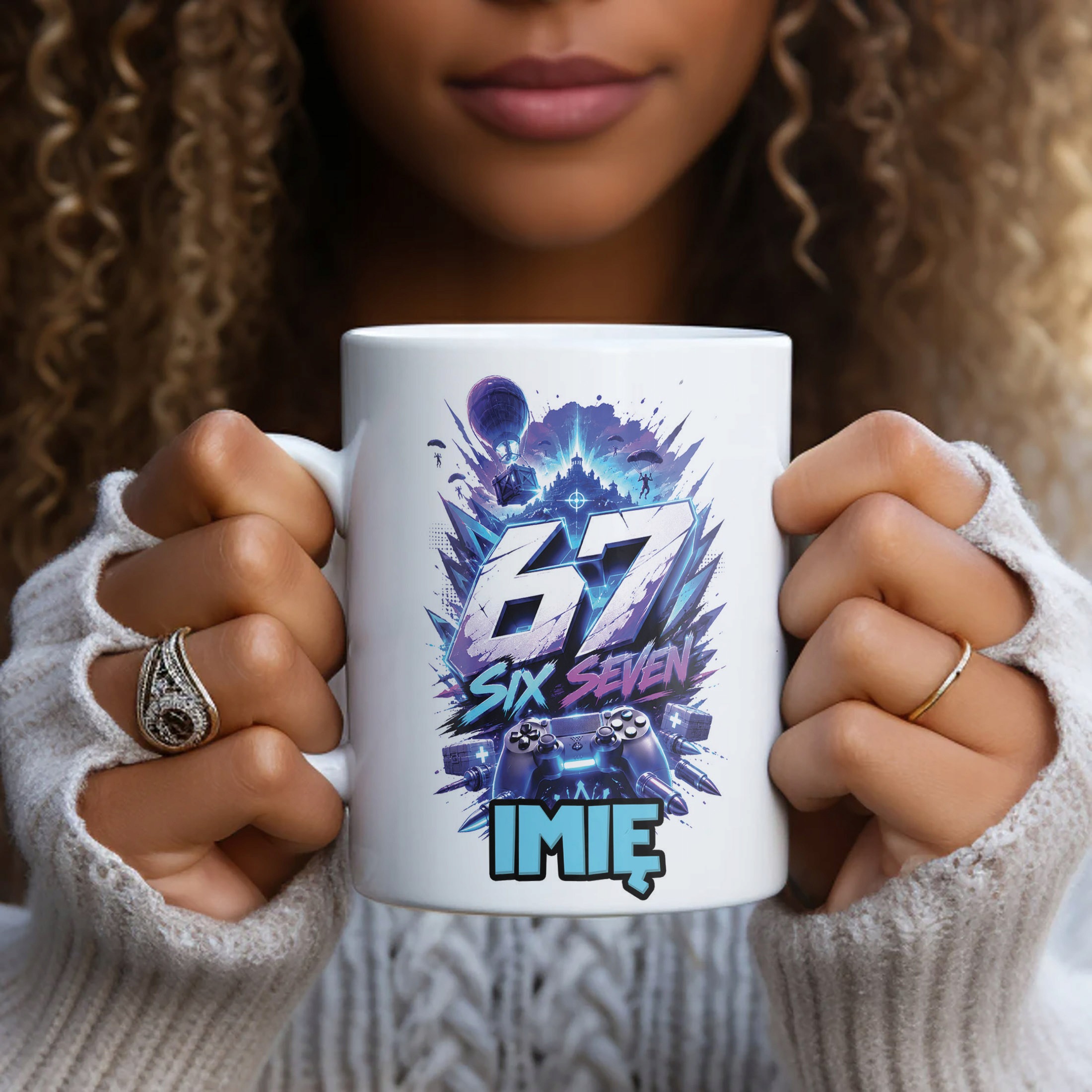 Biały Kubek z nadrukiem personalizowany SIX SEVEN Dla Dzieci Prezent