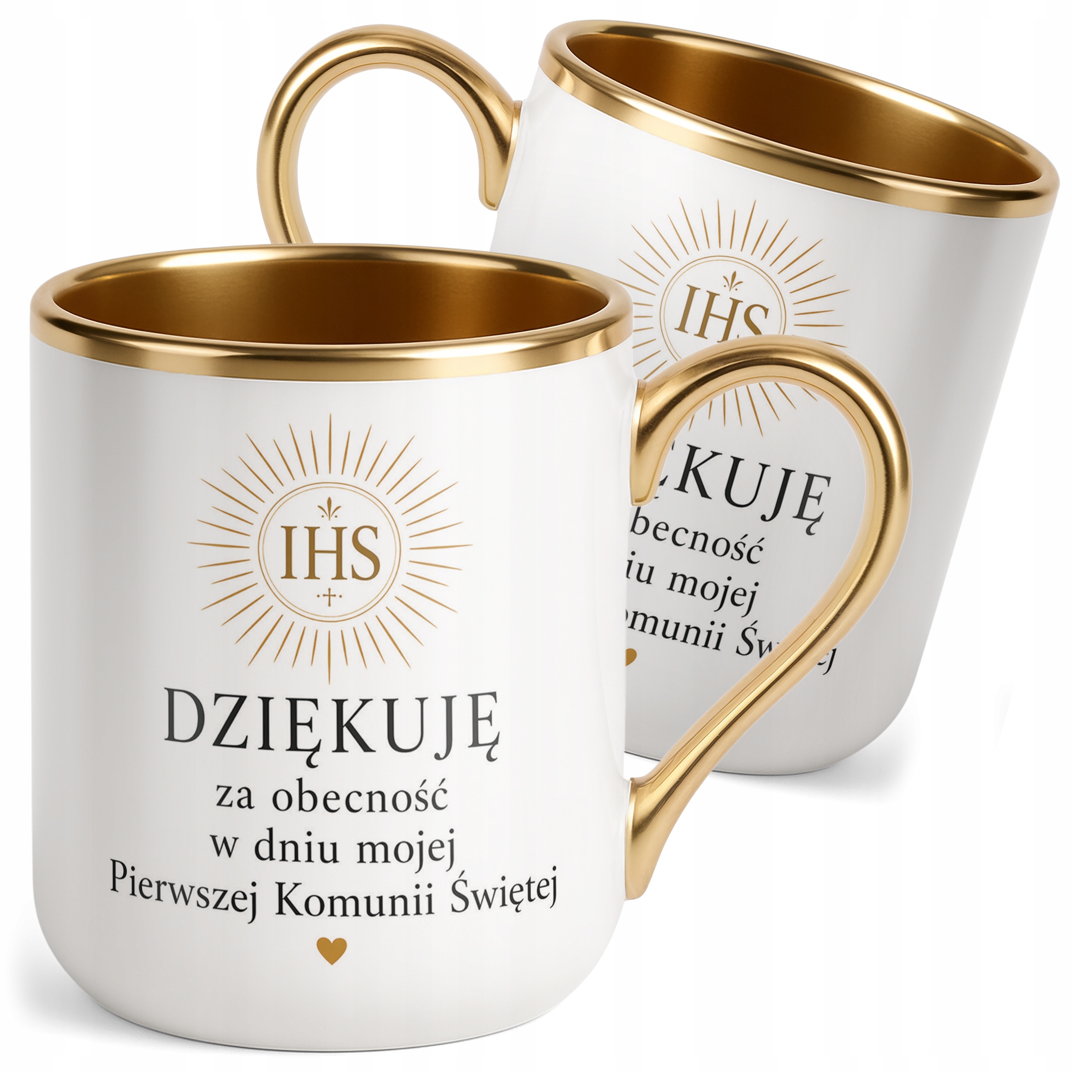 Kubek Premium złoty Komunia Święta pamiątka dla gości z przyjęcia komunii