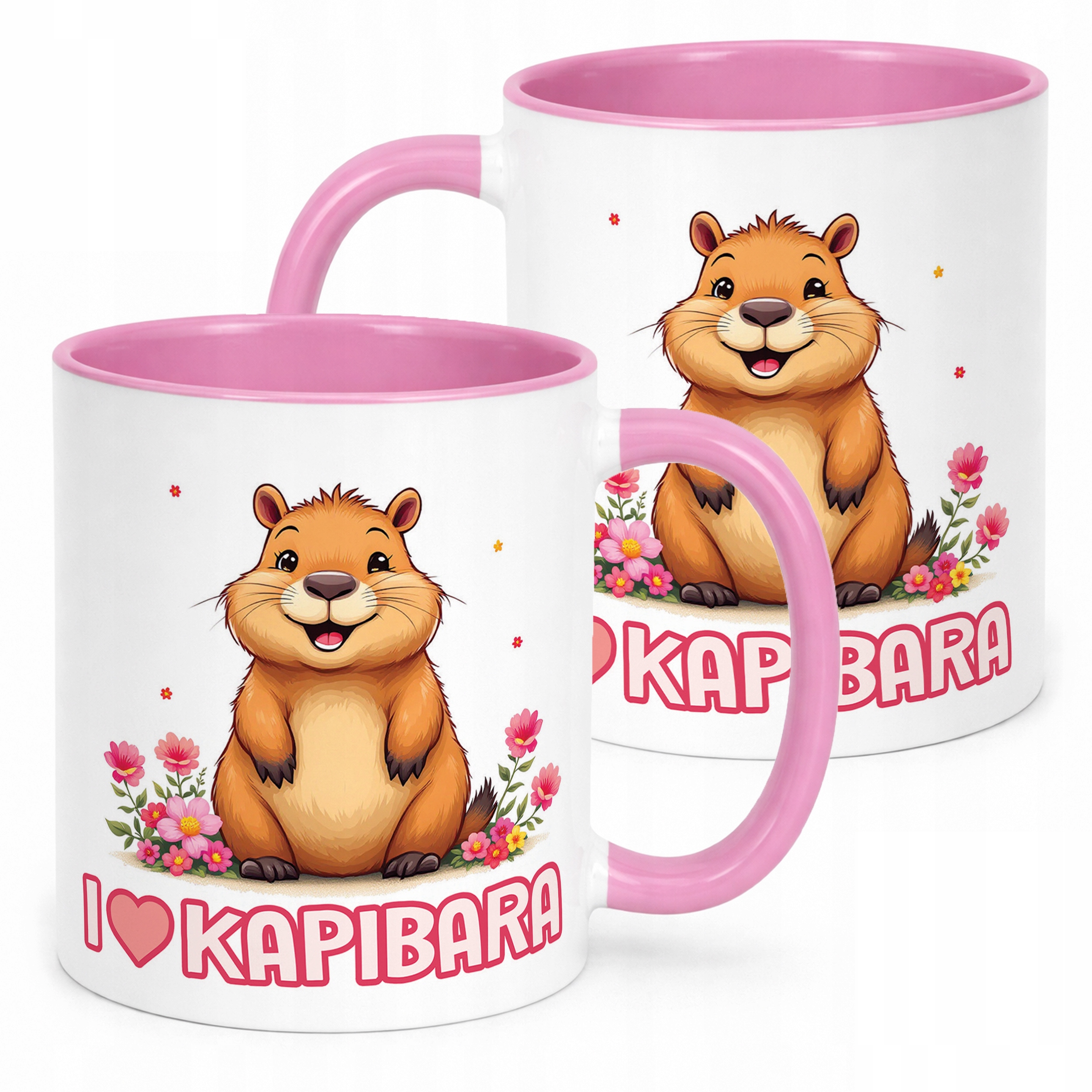 Kubek Różowy Kapibara Capybara Zwierzak Słodki Dla Dzieci Prezent