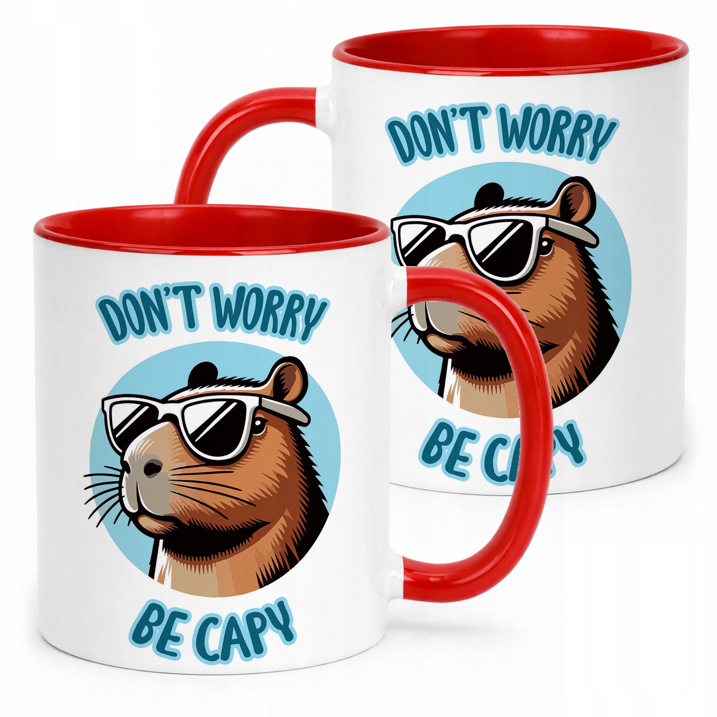 Kubek Czerwony Kapibara Capybara Zwierzak Słodki Dla Dzieci Prezent