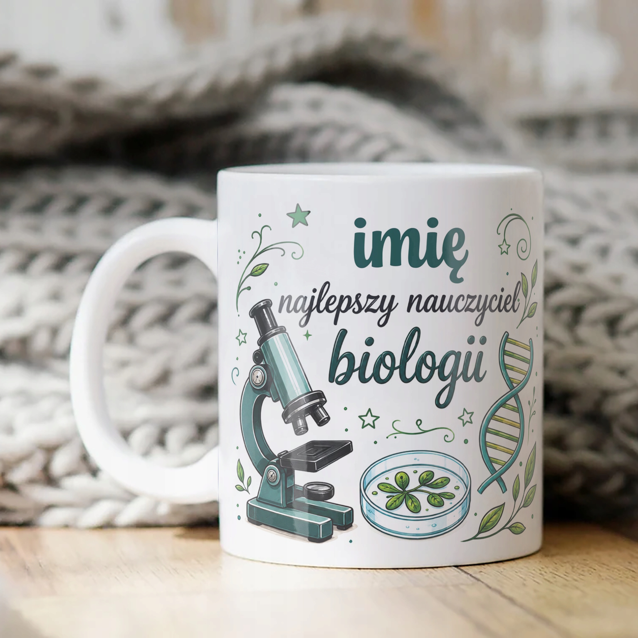 Kubek z Imieniem Dzień Nauczyciela Zakończenie Roku Biologia Prezent