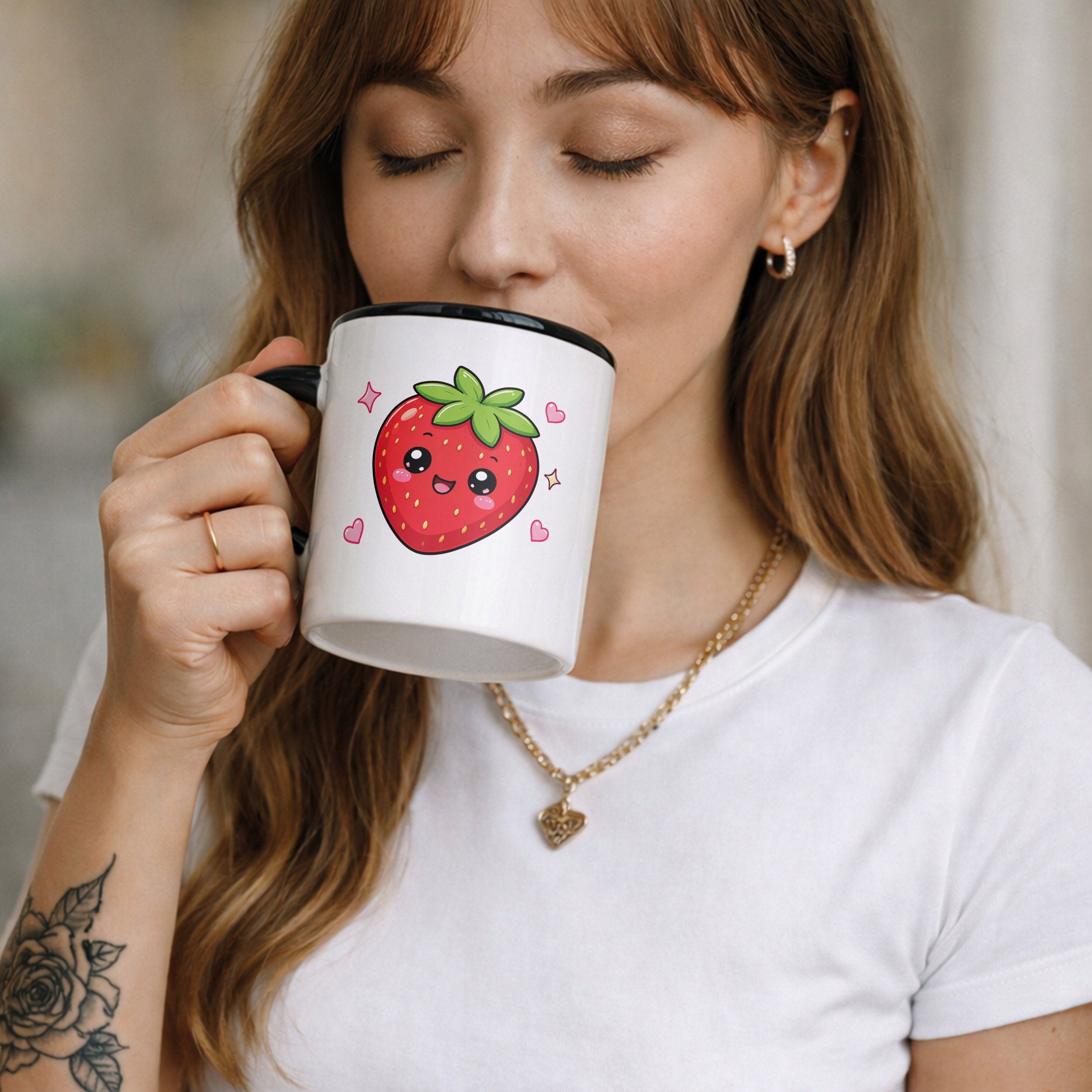 Zestaw Plecak Worek Kubek Czarny Z Nadrukiem Kawaii Pączek Dla Dzieci