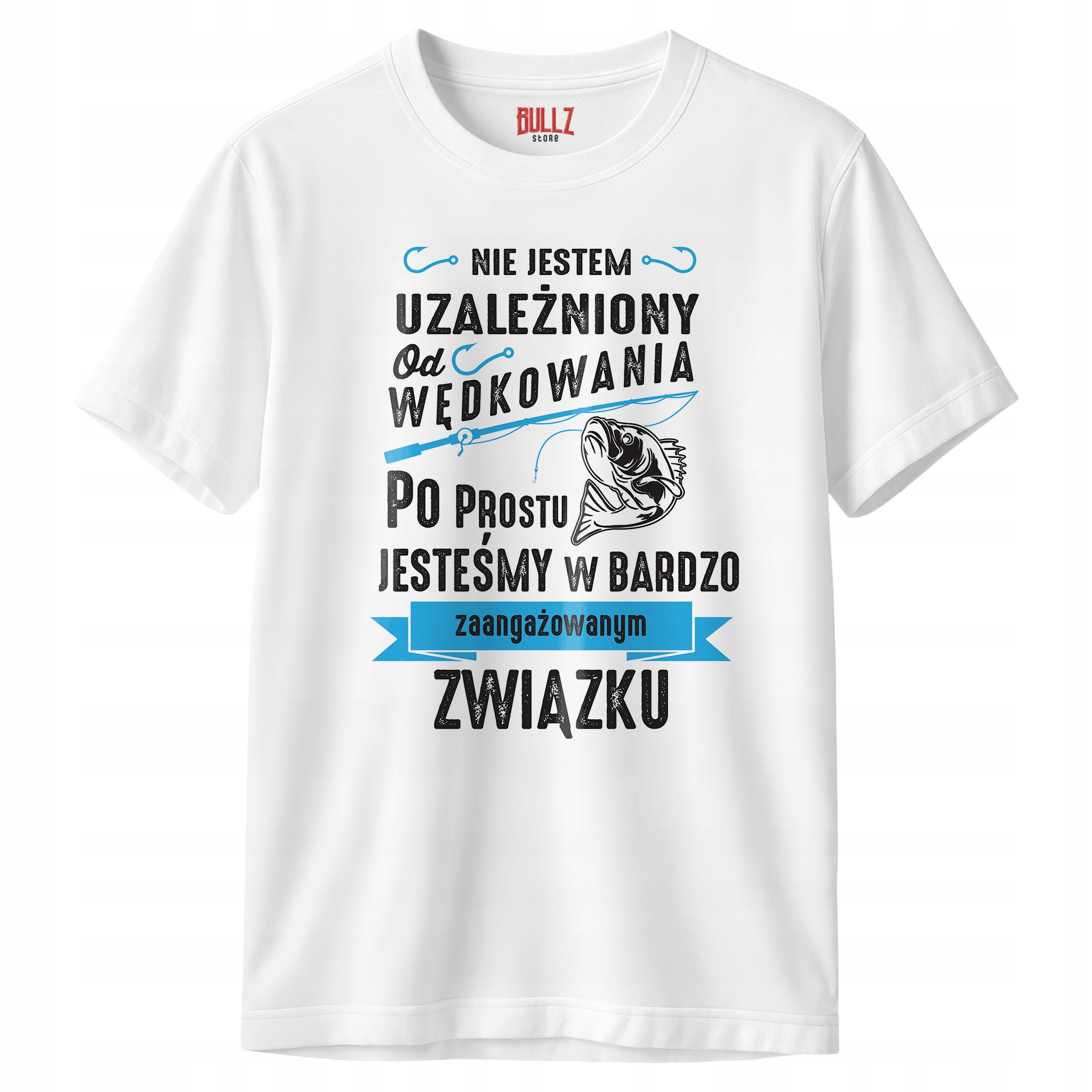 Koszulka biała męska Dla Wędkarza Wędkowanie Ryby Prezent