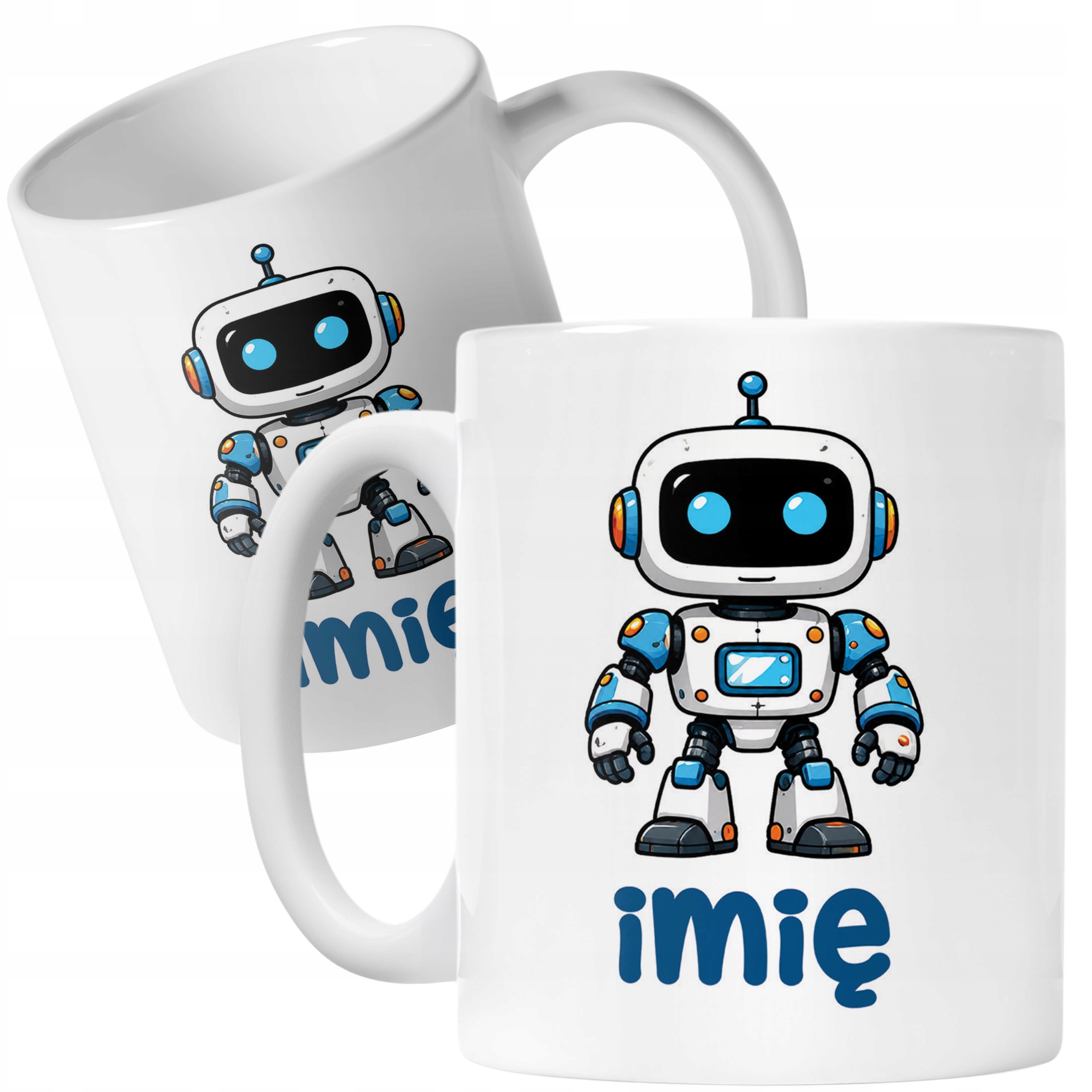 Biały Kubek z nadrukiem personalizowany Robot Dla Dzieci Prezent