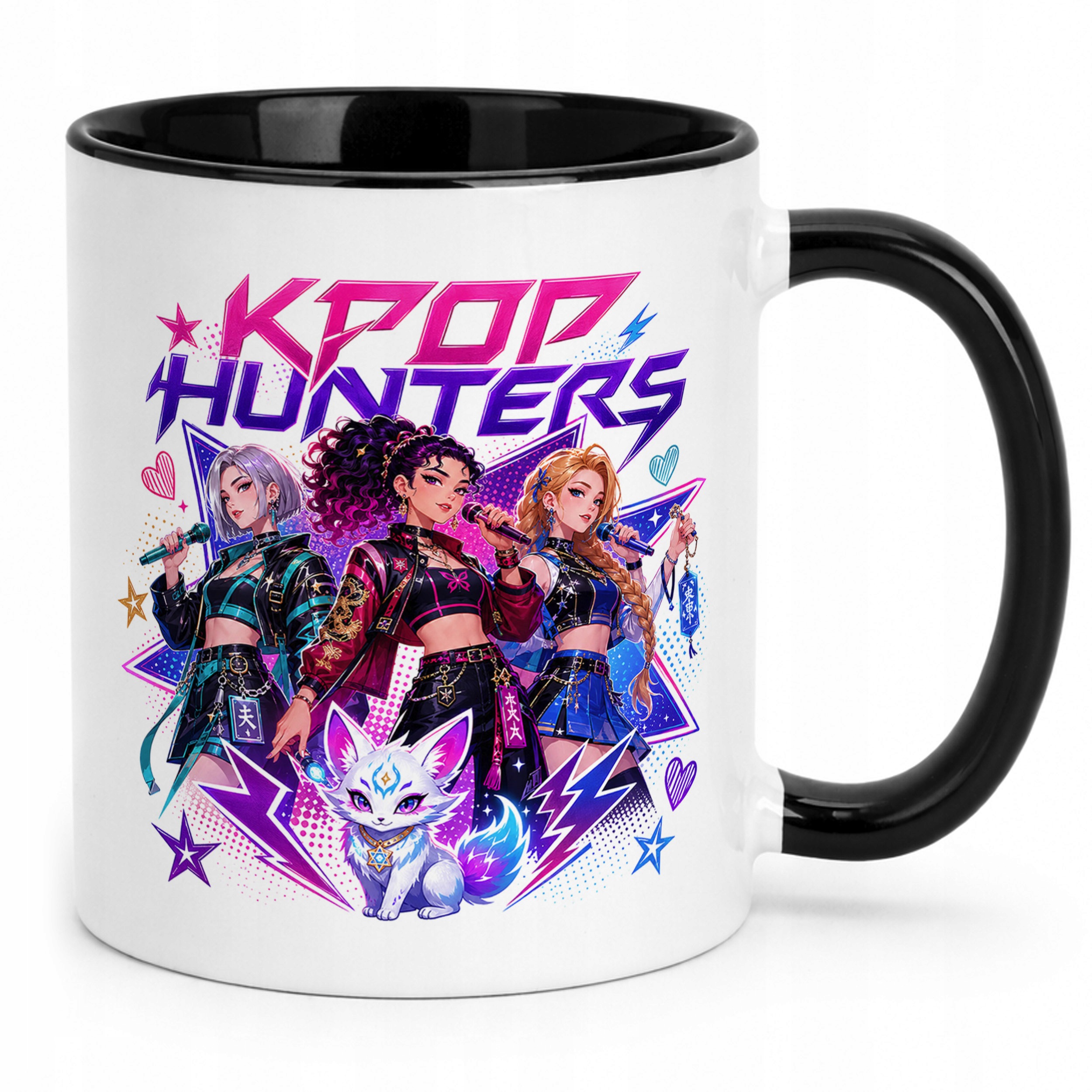 Zestaw Plecak Worek Kubek Czarny Z Nadrukiem ŁOWCZYNIE KPOP Dla Dzieci