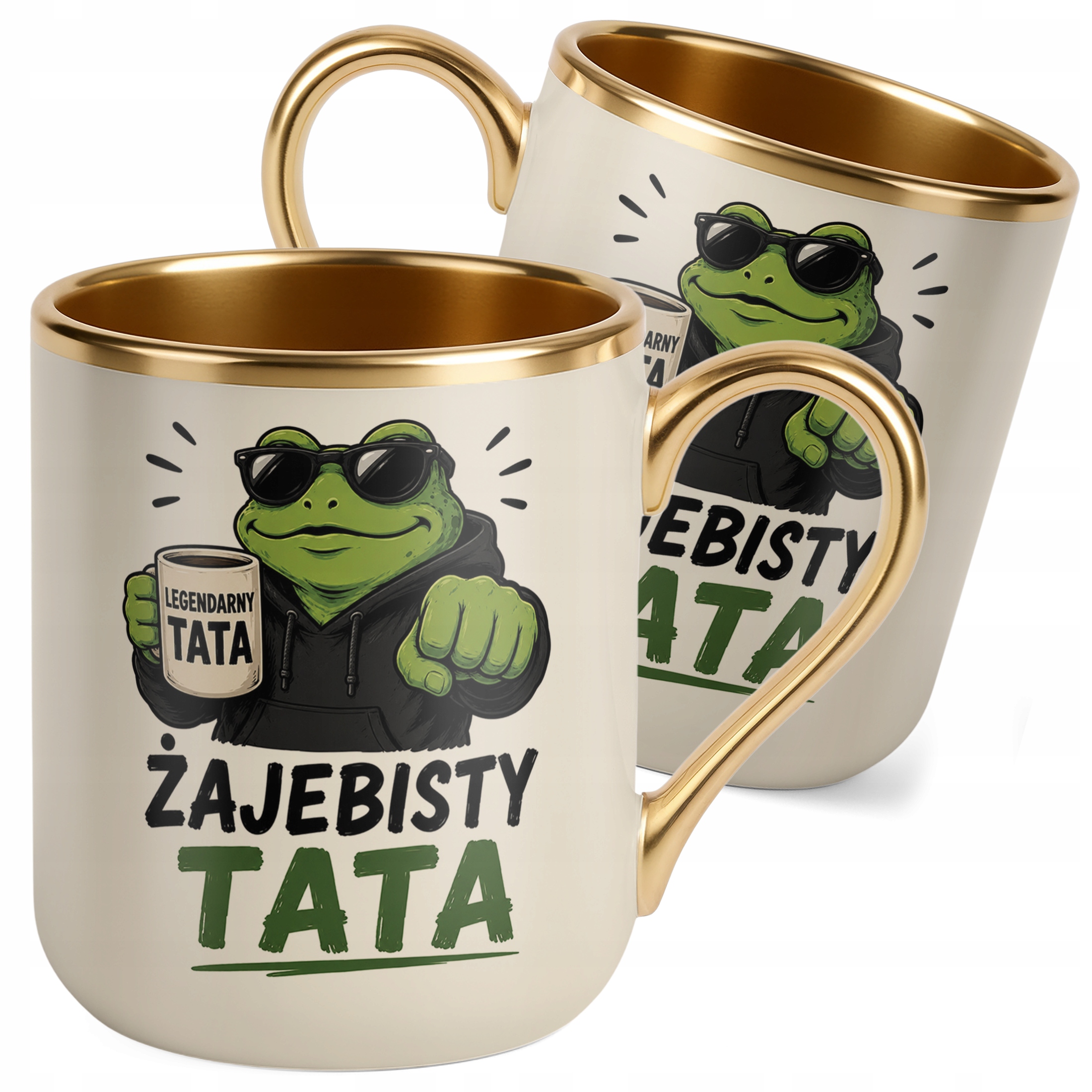 Kubek Premium Złoty Ecru pomysł na prezent dla taty na Dzień Ojca