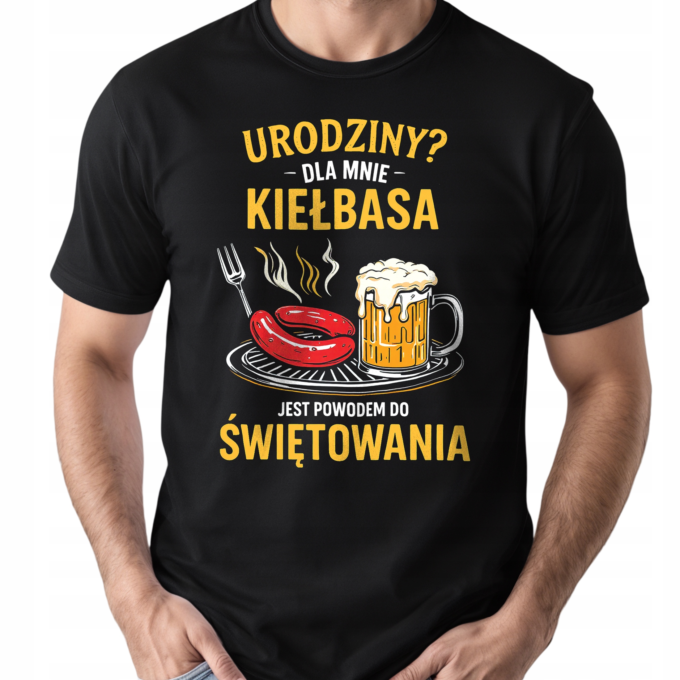 Koszulka czarna męska Kiełbasa Jest Powodem Do Świętowania r. 3XL