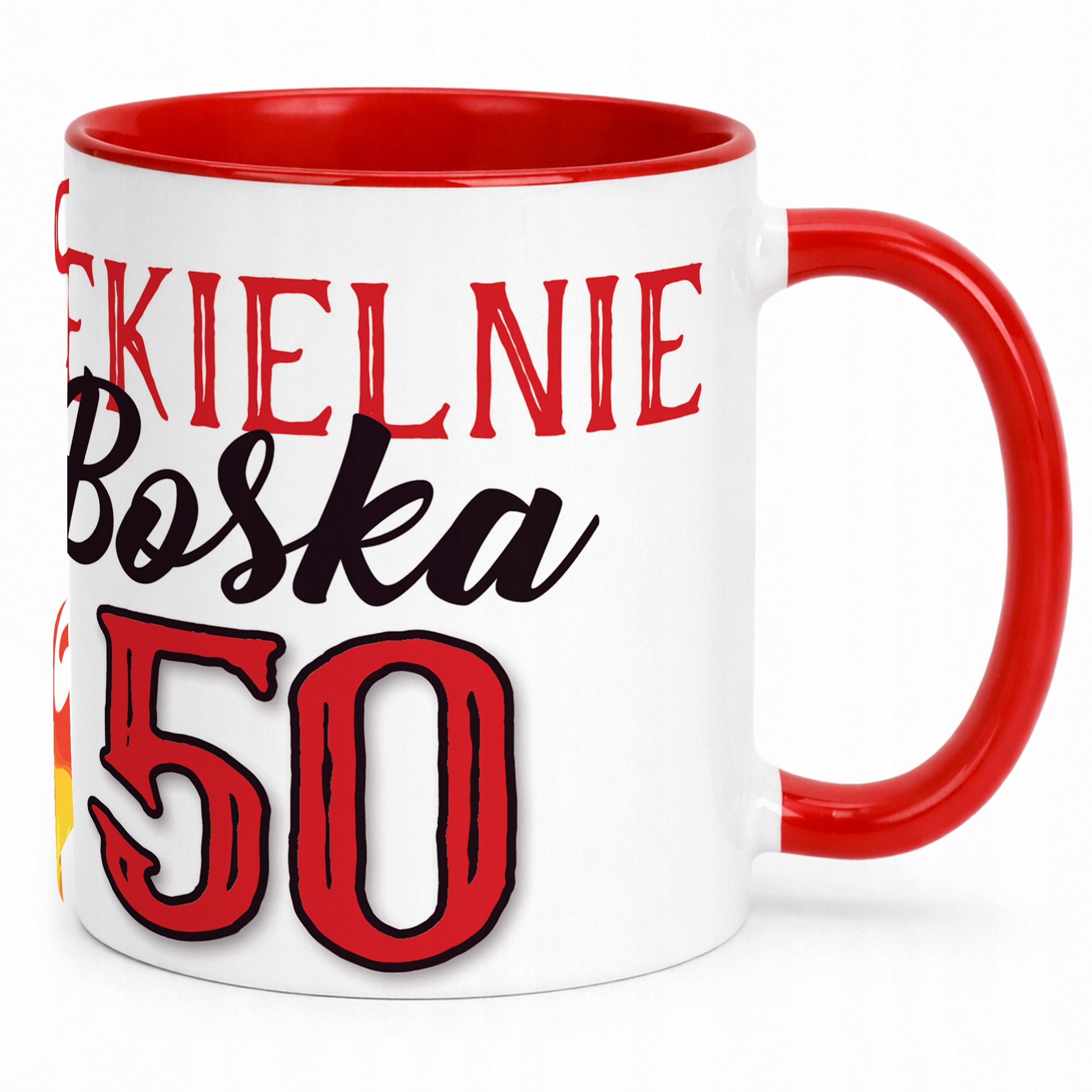 Kubek Czerwony Piekielnie Boska 50 Dla Kobiety Urodziny Prezent