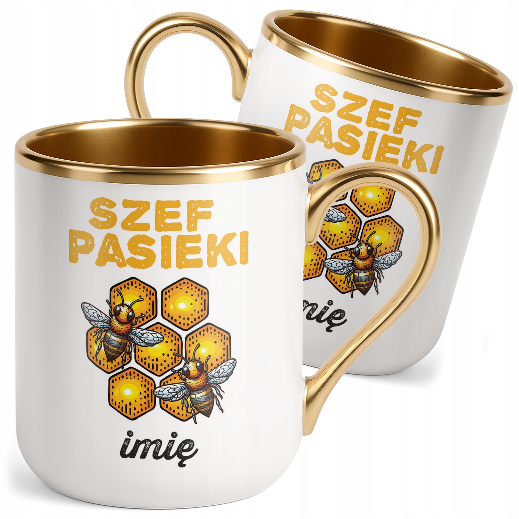 Kubek Premium Złoty Personalizowany Dla Pszczelarza Prezent Upominek