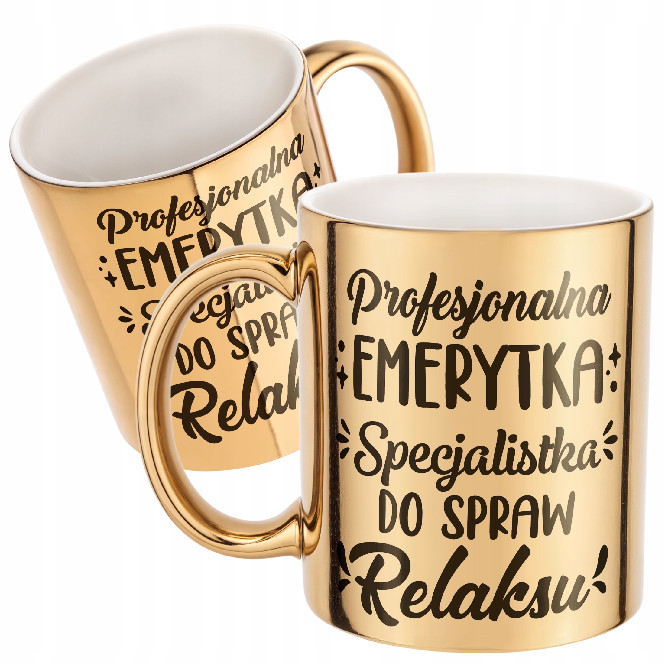 Złoty Kubek ceramiczny z okazji Emerytury Dla Emerytki Prezent Upominek
