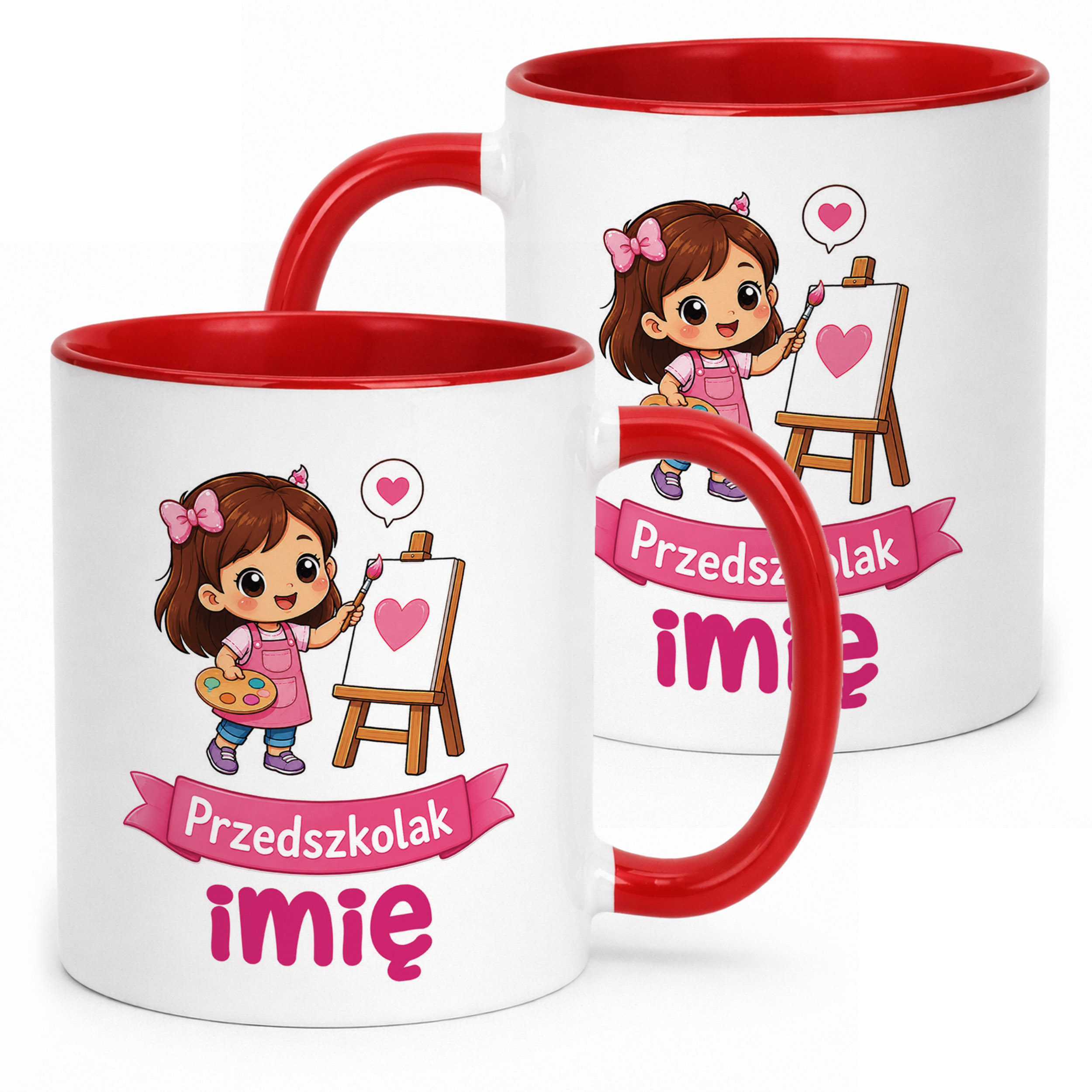 Kubek Czerwony z nadrukiem personalizowany Przedszkolak Szkoła Dla Dzieci