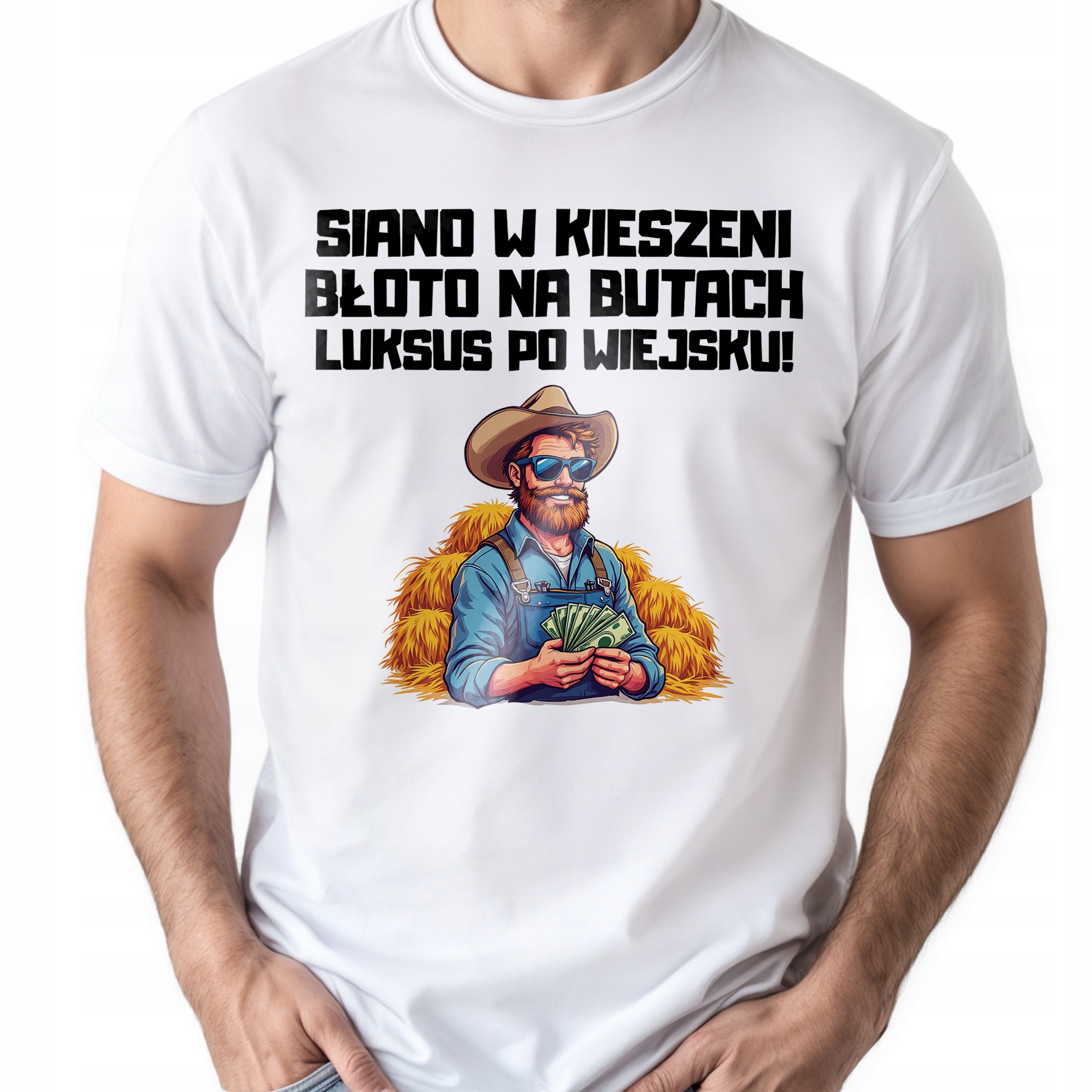 Koszulka biała męska Dla Rolnika Zabawny Prezent Upominek