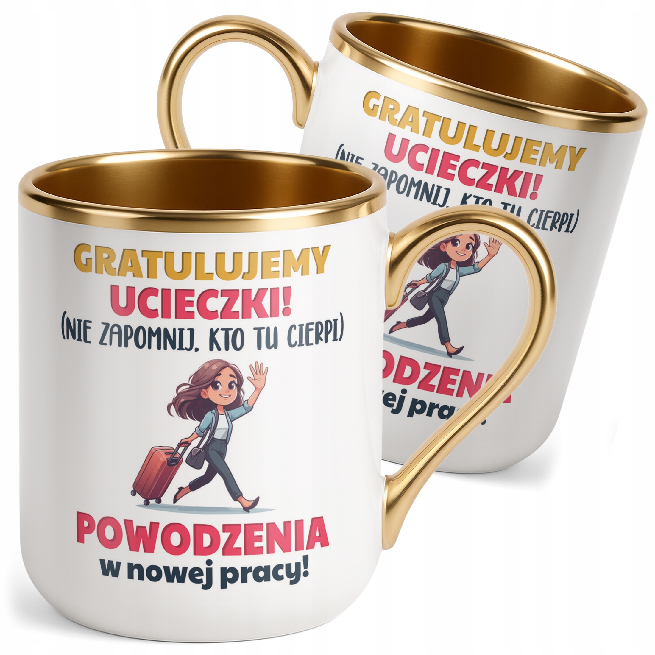 Kubek Premium Złoty Pożeganie Odejście z Pracy Dla Koleżanki Prezent