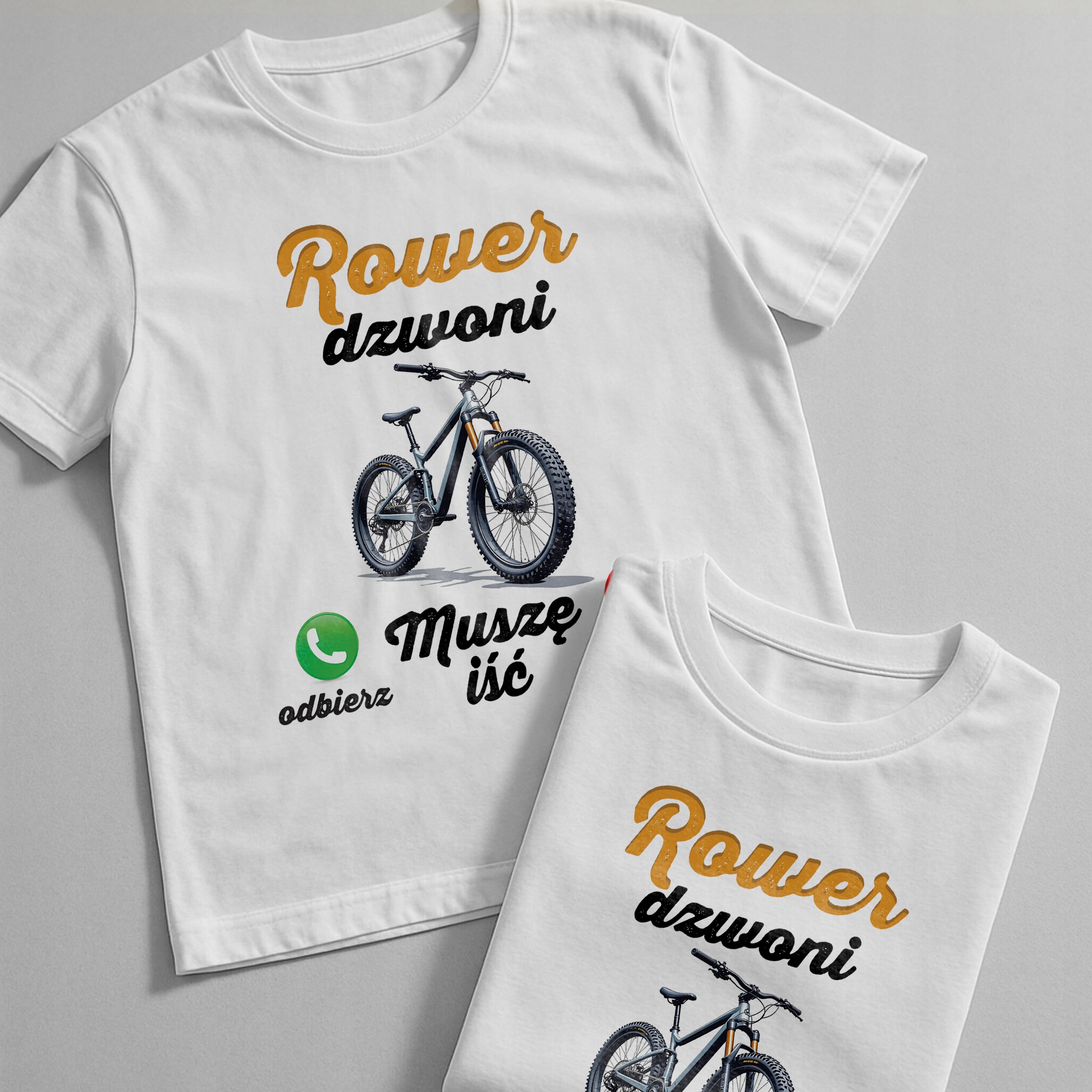 Koszulka biała męska Rower Dzwoni Kolarz Prezent r. 3XL