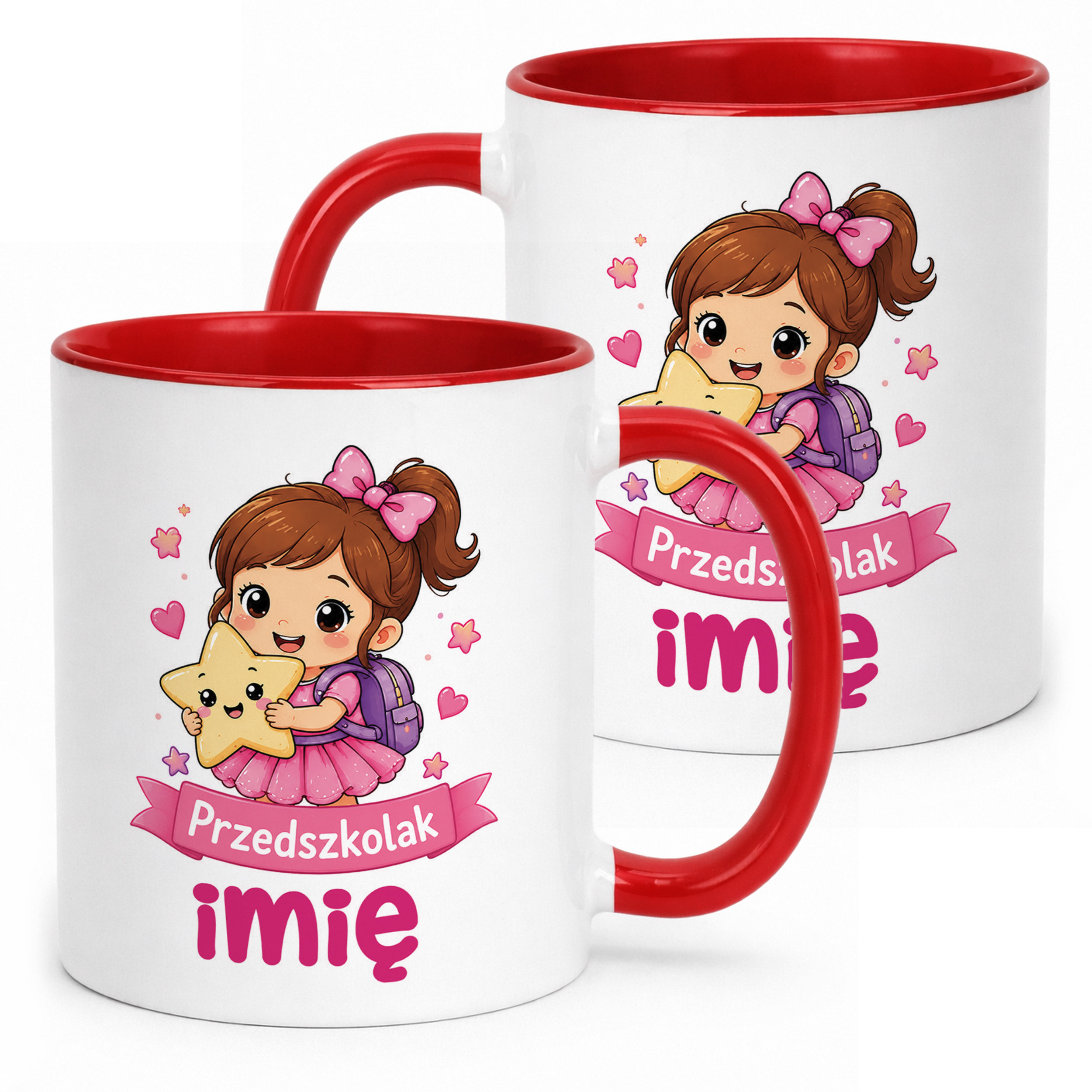 Kubek Czerwony z nadrukiem personalizowany Przedszkolak Szkoła Dla Dzieci