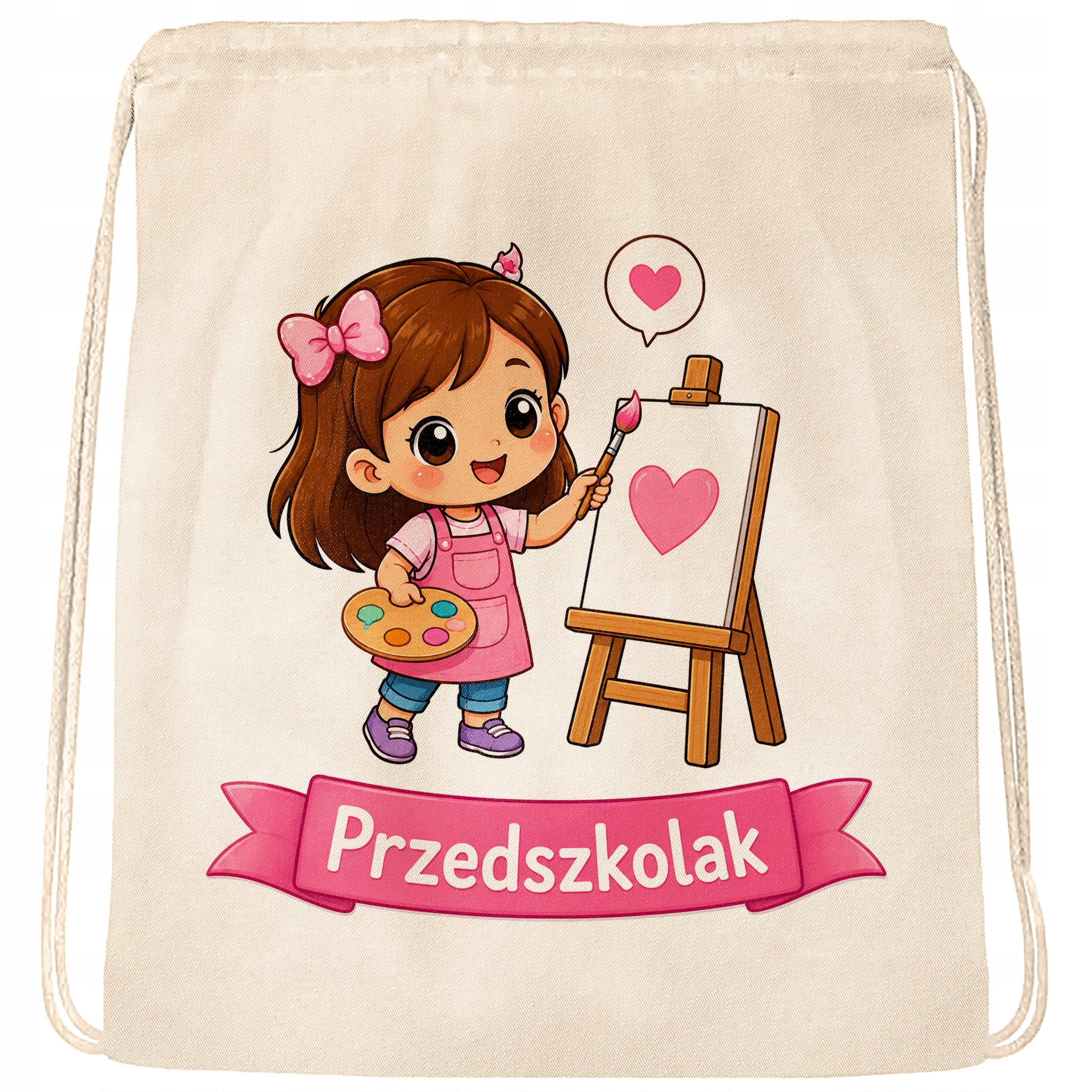 Zestaw Plecak Worek Kubek Różowy Z Nadrukiem Przedszkolak Dla Dzieci
