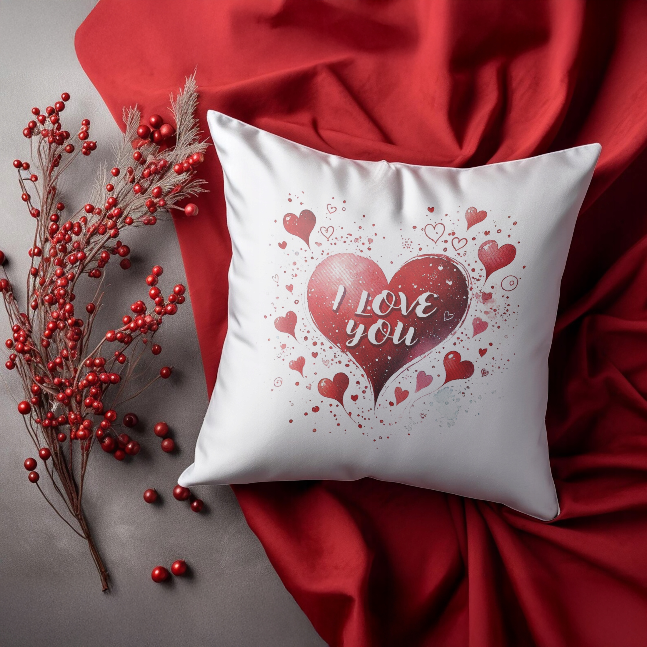 Poduszka 38x38cm na walentynki I Love You Serce Prezent Upominek
