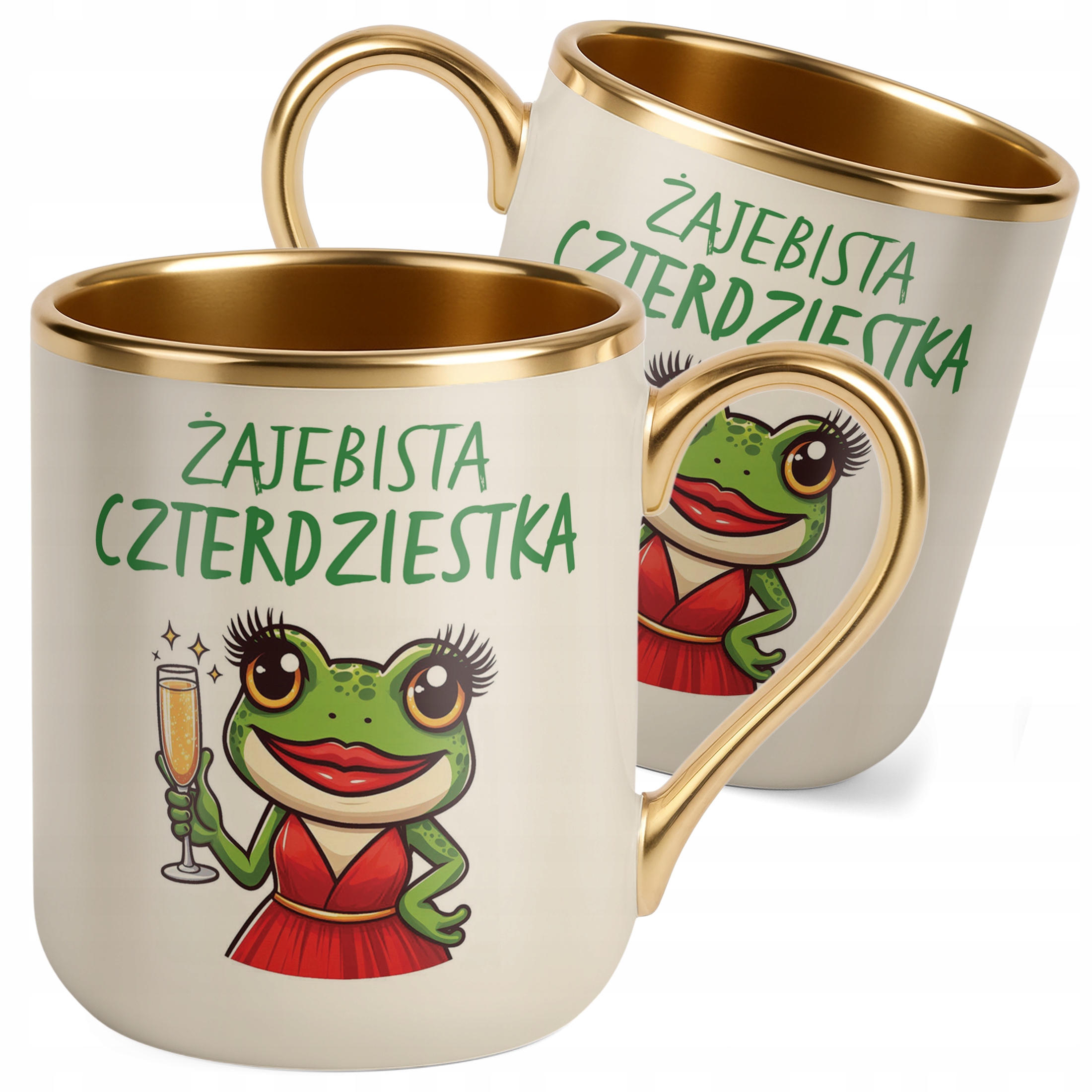 Kubek Premium Złoty Ecru Żajebista 40 Dla Kobiety Na Urodziny Prezent