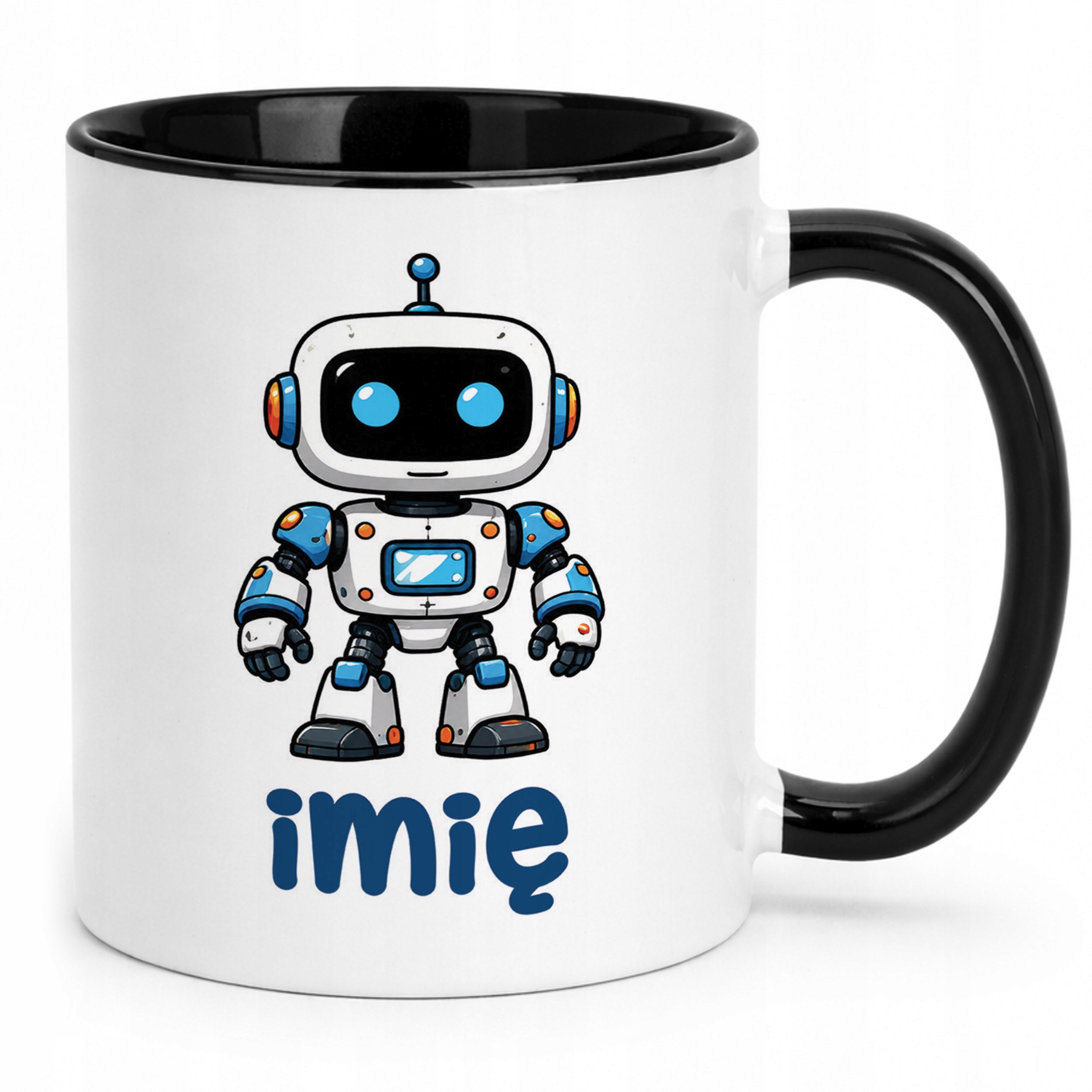 Zestaw Personalizowany Kubek Czarny Poduszka Robot Prezent